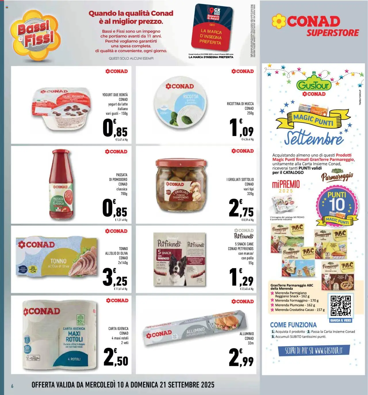 Volantino Conad del 10.09.2025 | Pagina: 6 | Prodotti: Manzo, Latte, Olive, Funghi