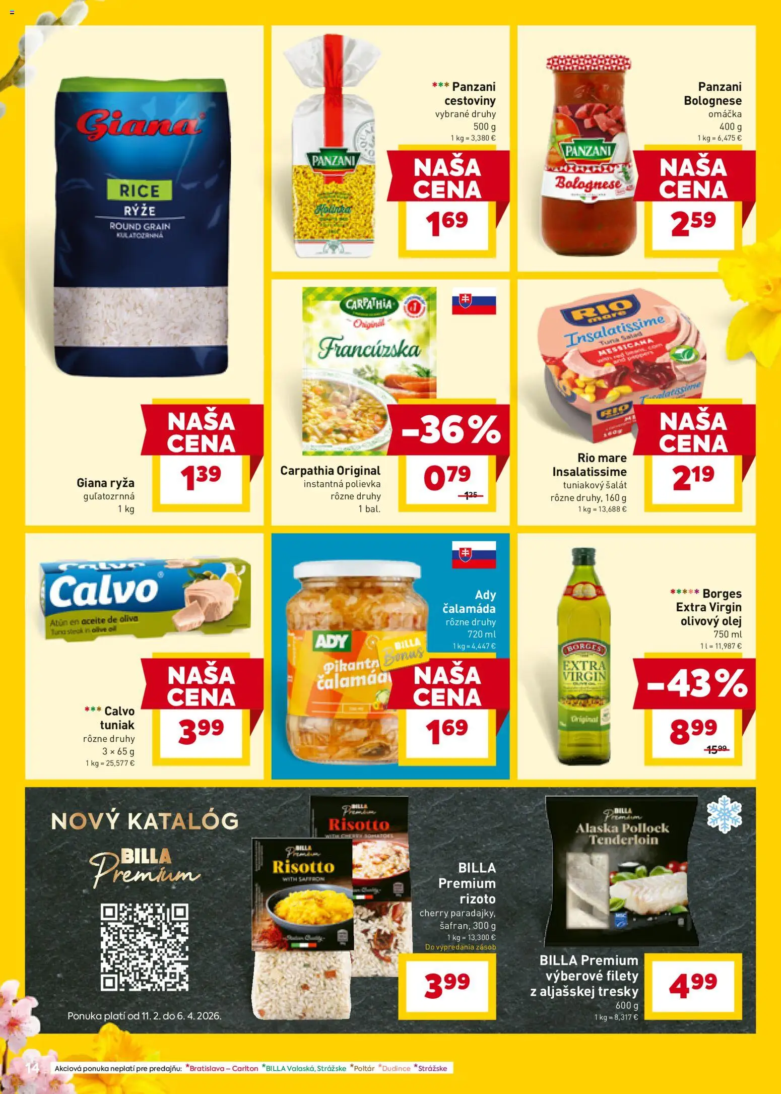 Nové Billa akcie – leták je platný od 18.03.2026 | Strana: 14 | Produkty: Olej, Tuniak, Olivový olej, Šalát