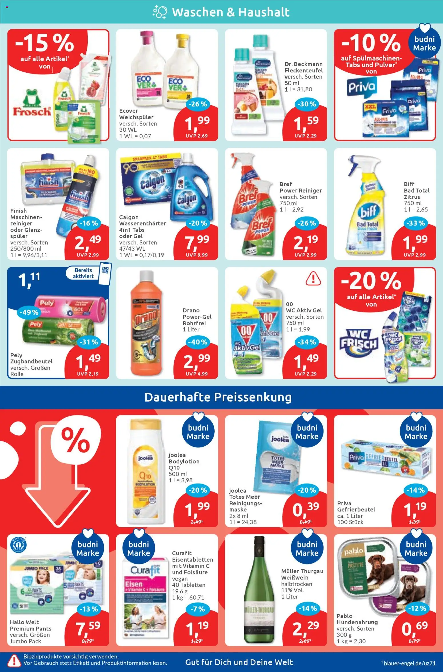 Budni Prospekt 	 – gültig ab 04.05.2026 | Seite: 4 | Produkte: Weißwein halbtrocken, Bad, Finish, Maske