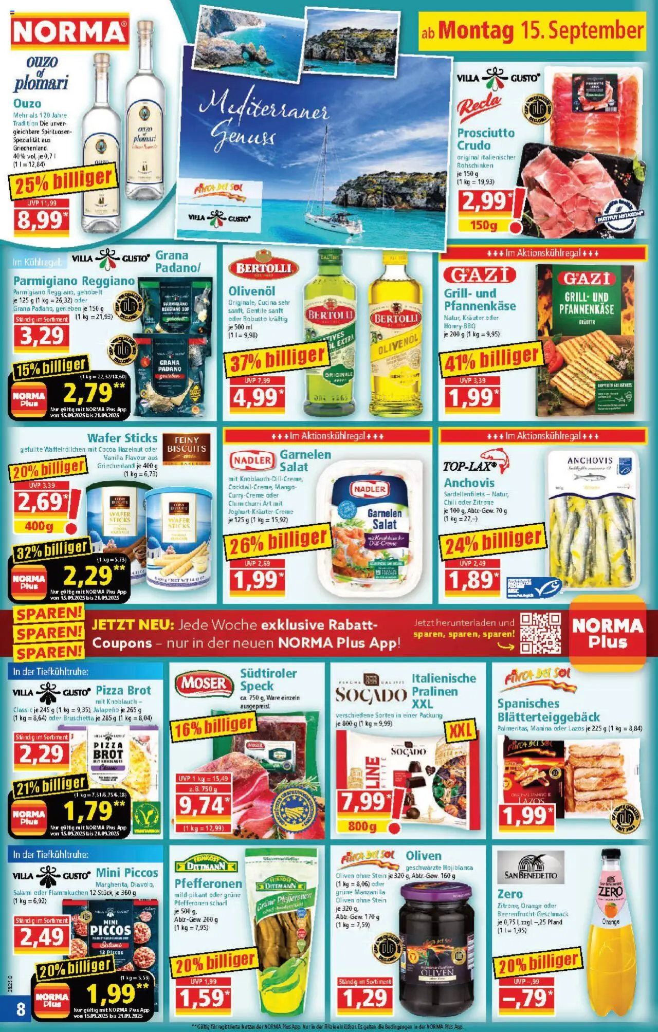 Norma Prospekt 	 – gültig ab 15.09.2025 | Seite: 8 | Produkte: Grill, Ouzo, Knoblauch, Pizza