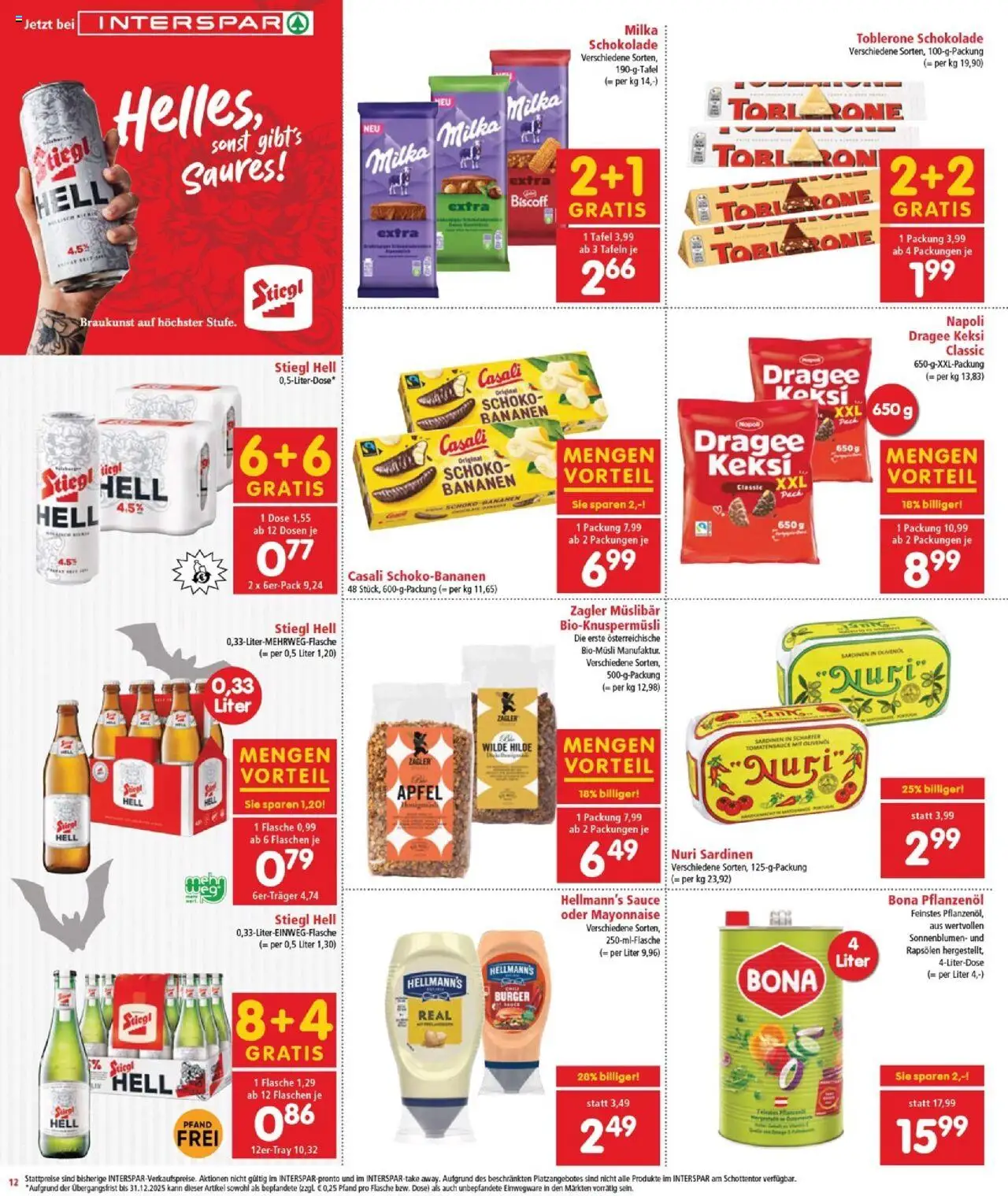 Interspar Flugblatt - Burgenland gültig ab 23.10.2025 | Seite: 12 | Produkte: Mayonnaise, Schokolade, Äpfel, Bananen