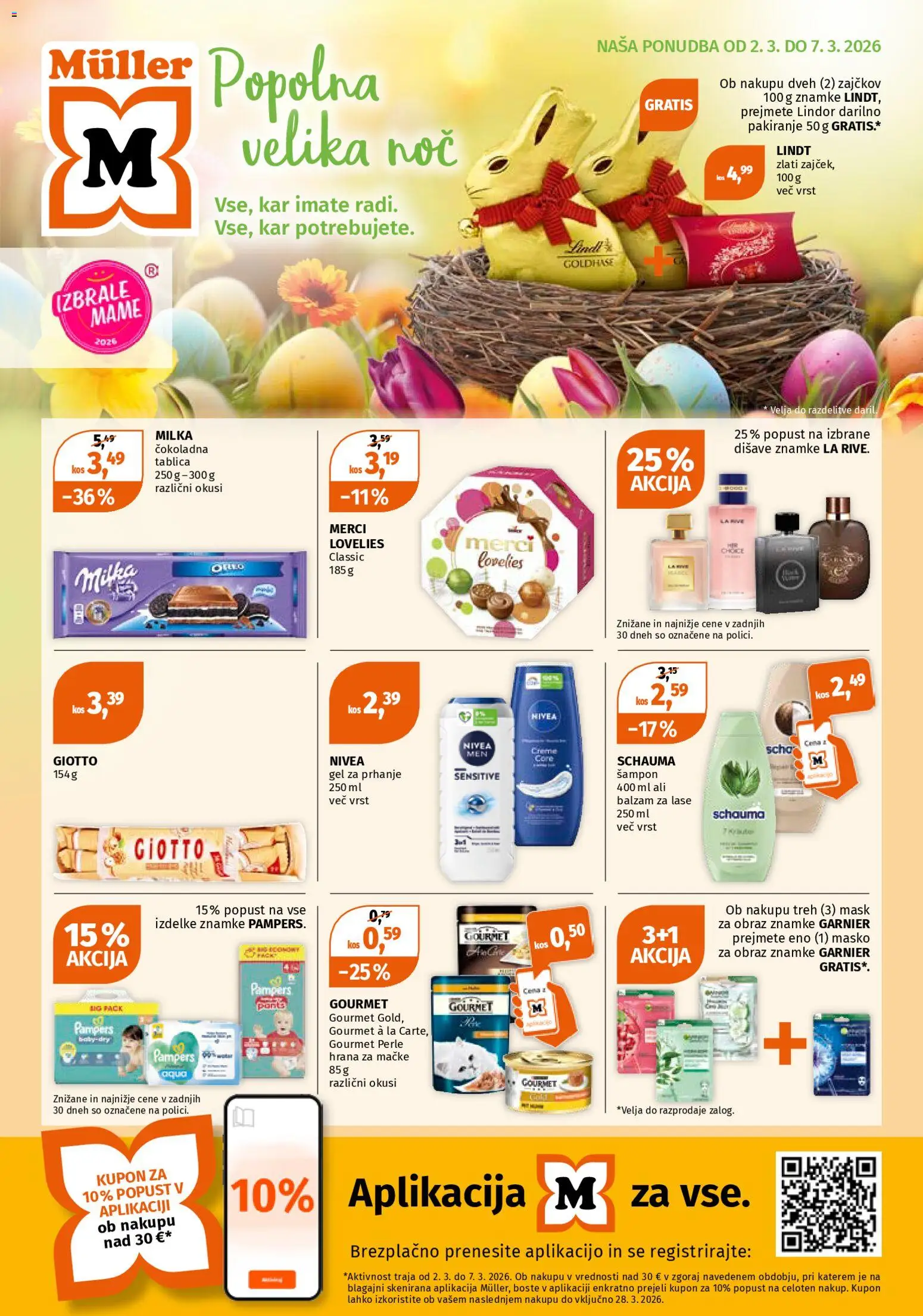 Novi Müller katalog ponudbe – veljaven od 02.03.2026 | Stran: 1 | Izdelki: Tablica, Kos, Balzam za lase, Maska