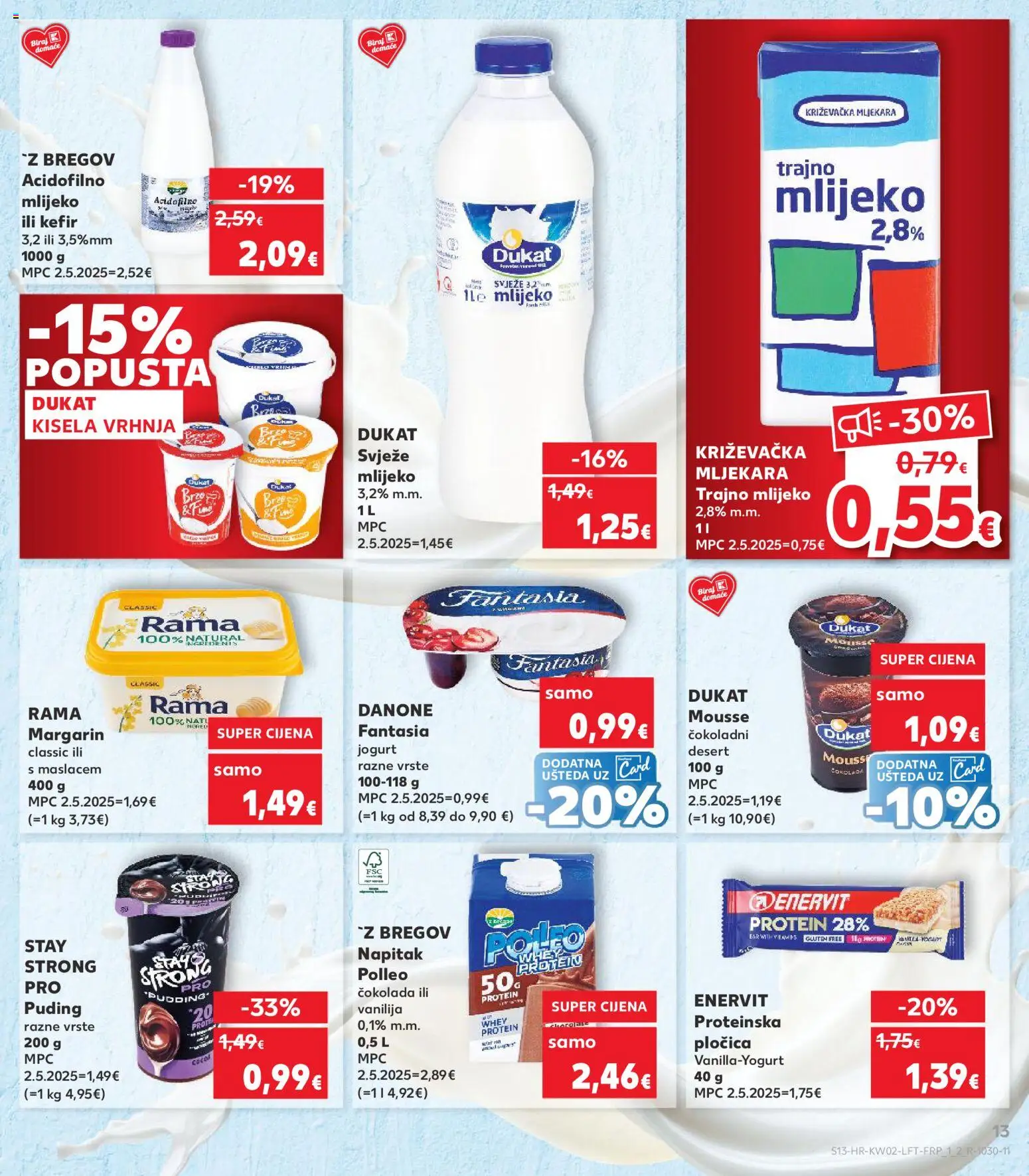 Kaufland HR akciós ujság - amely érvényes a következő dátumtól: 07.01.2026 | Oldal: 13 | Termékek: Puding, Margarin, Rama, Protein