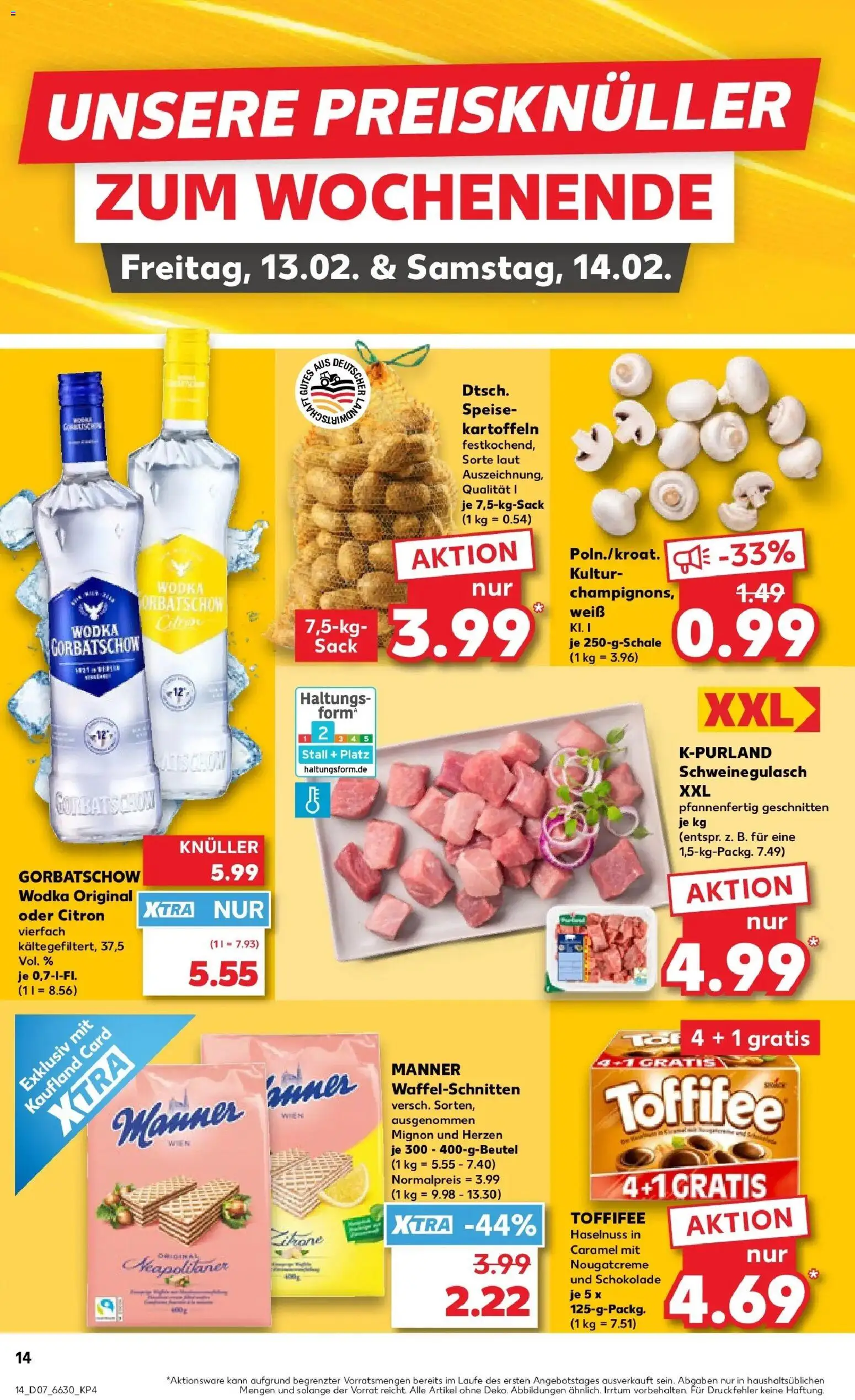 Kaufland prospekt Olpe	 – gültig ab 12.02.2026 | Seite: 22 | Produkte: Schokolade, Kartoffeln, Toffifee, Wodka