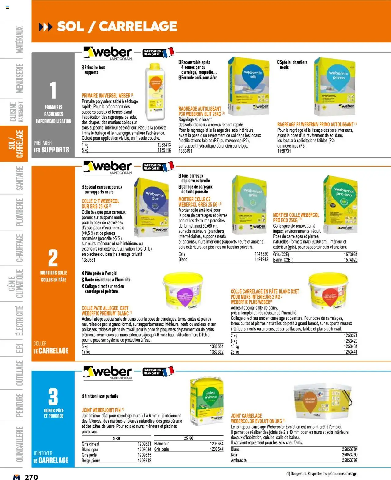  | Page: 270 | Produits: Mortier, Colle, Pâtes