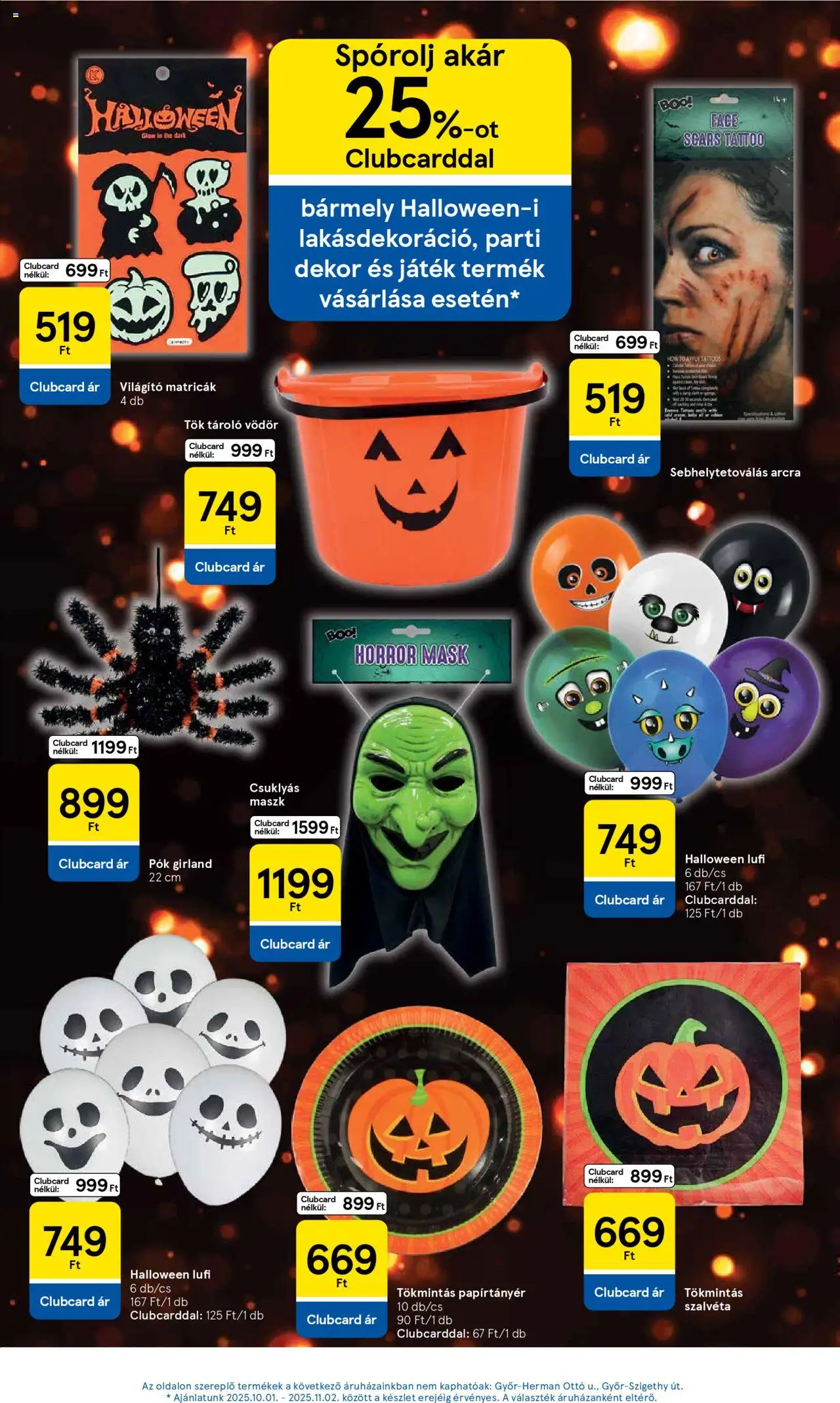 Tesco akciós ujság - amely érvényes a következő dátumtól: 09.10.2025 | Oldal: 7 | Termékek: Játék, Tök, Maszk