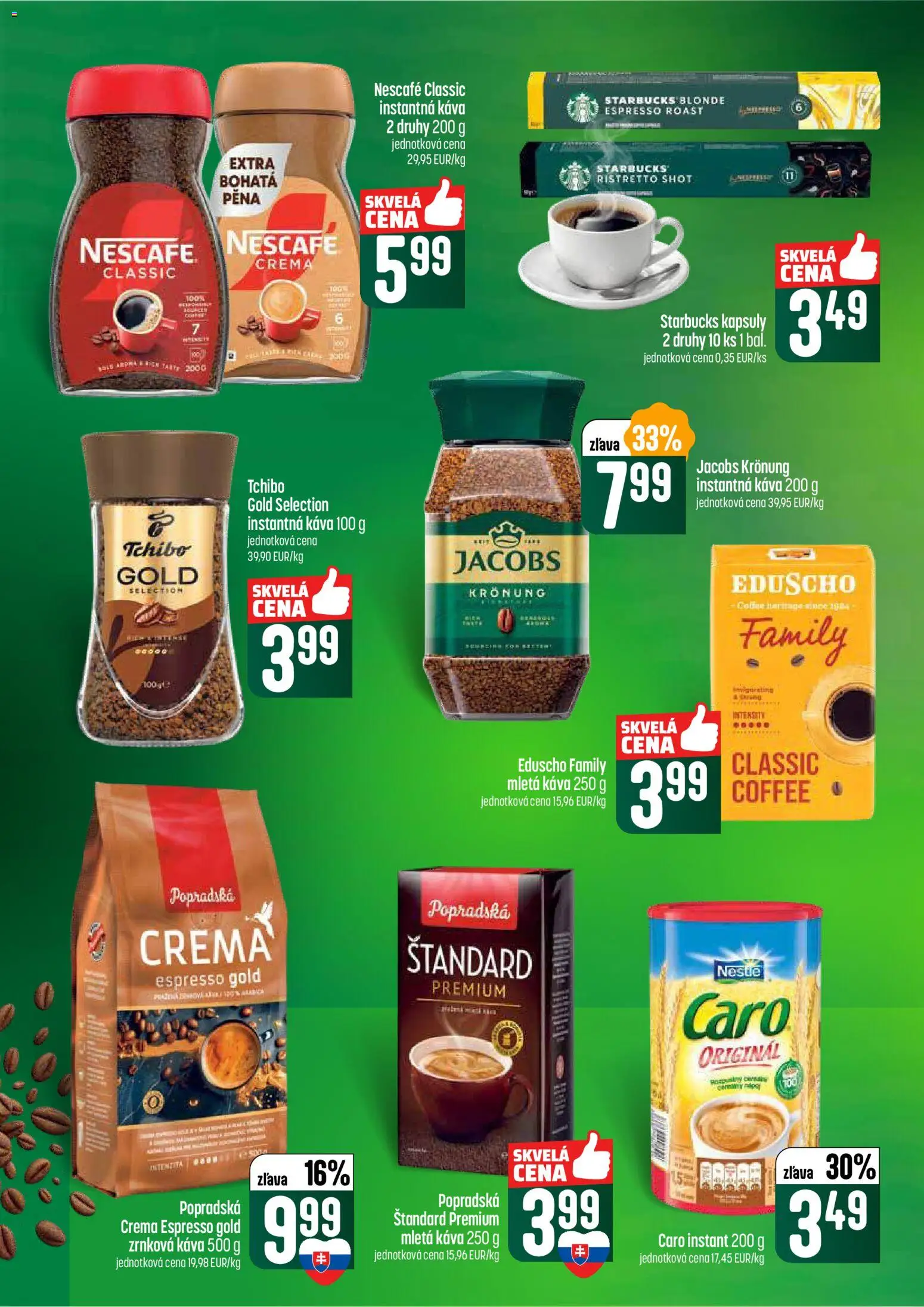 Nové COOP Jednota akcie – leták je platný od 26.02.2026 | Strana: 48 | Produkty: Jacobs Krönung, Nescafé Classic, Nescafé Crema, Zrnková káva