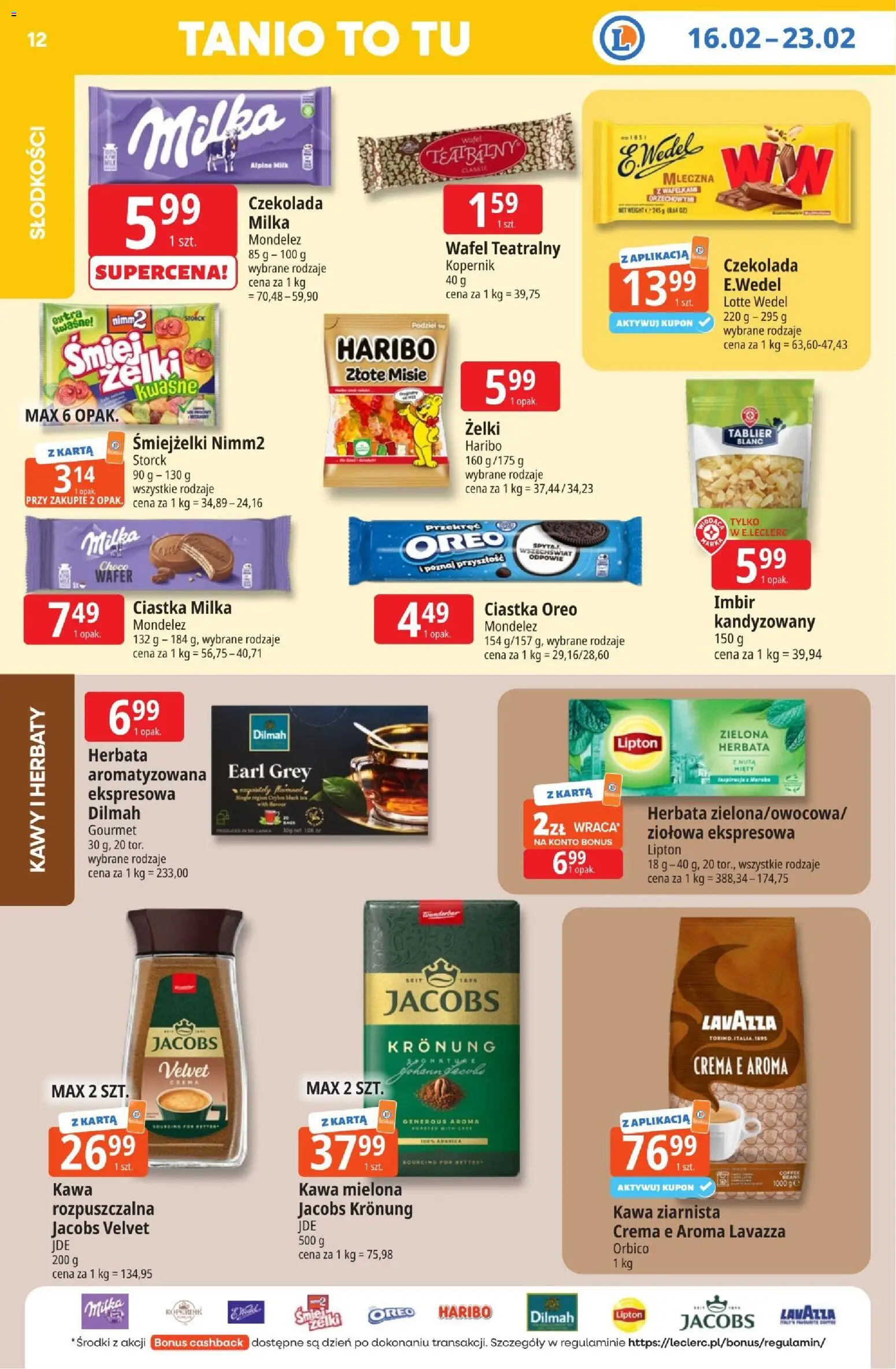 E.Leclerc Gazetka - Zamość od 16.02.2026 | Strona: 12 | Produkty: Karta, Kawa ziarnista, Ciastka Oreo, Ciastka