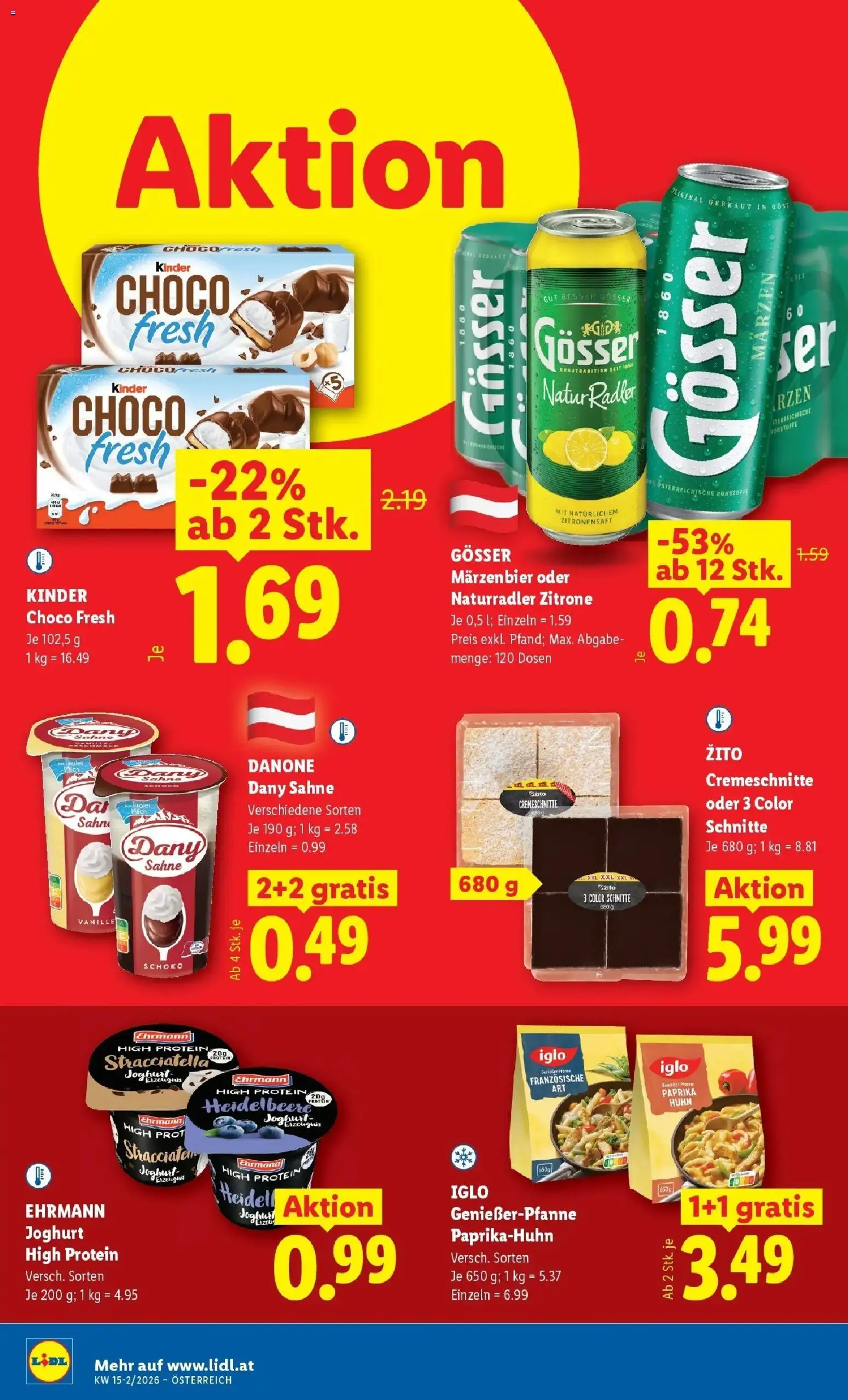 Lidl Flugblatt - Wien, Langenzersdorf, Zwettl gültig ab 08.04.2026 | Seite: 10 | Produkte: Sahne, Zitrone, Milch, Joghurt