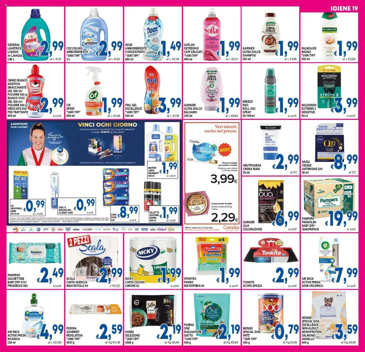 Volantino DEM del 16.01.2026 | Pagina: 19 | Prodotti: Shampoo, Carta igienica, Pampers, Bagno