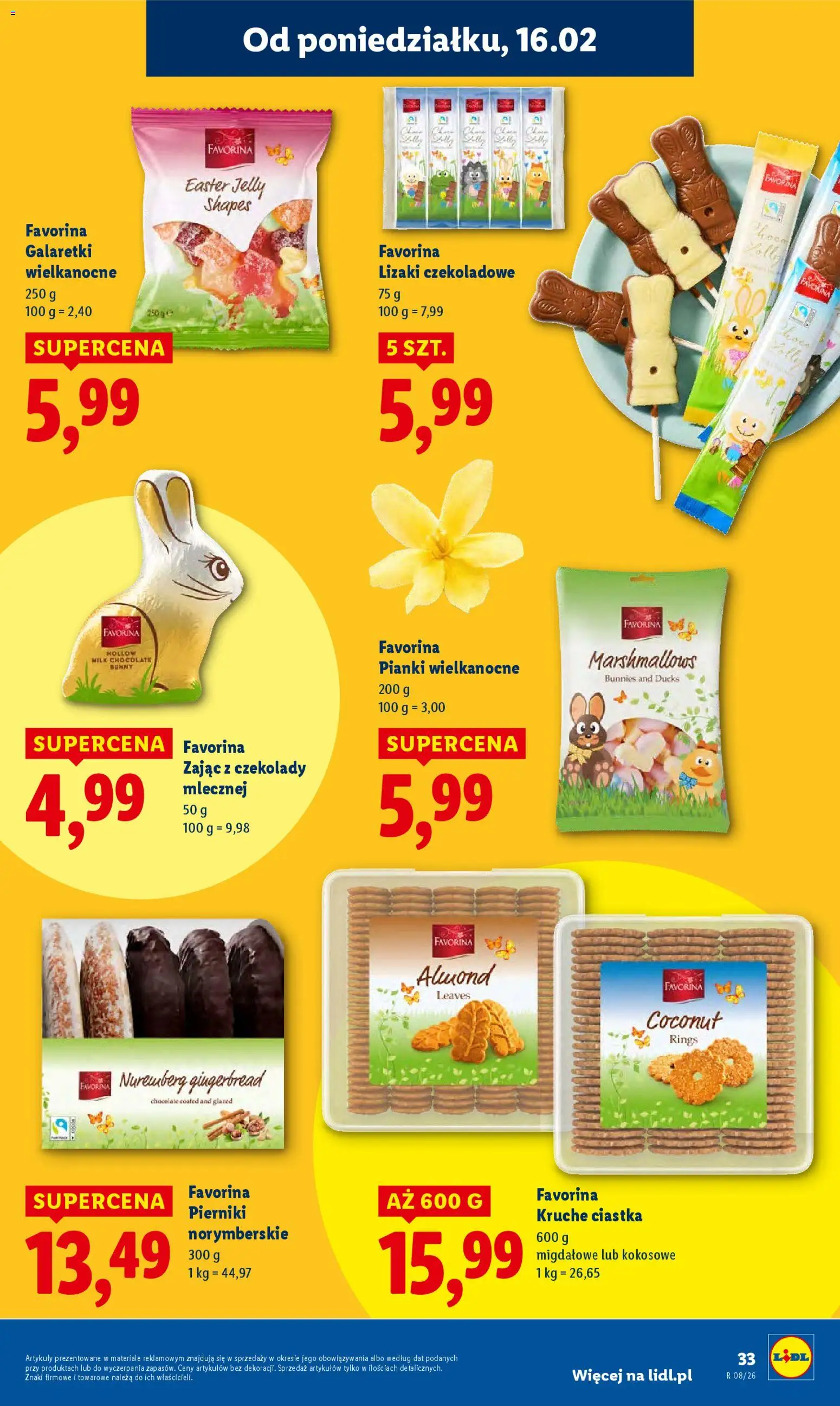 Lidl Gazetka od 16.02.2026 | Strona: 33 | Produkty: Czekolady, Pierniki, Pierniki norymberskie, Ciastka