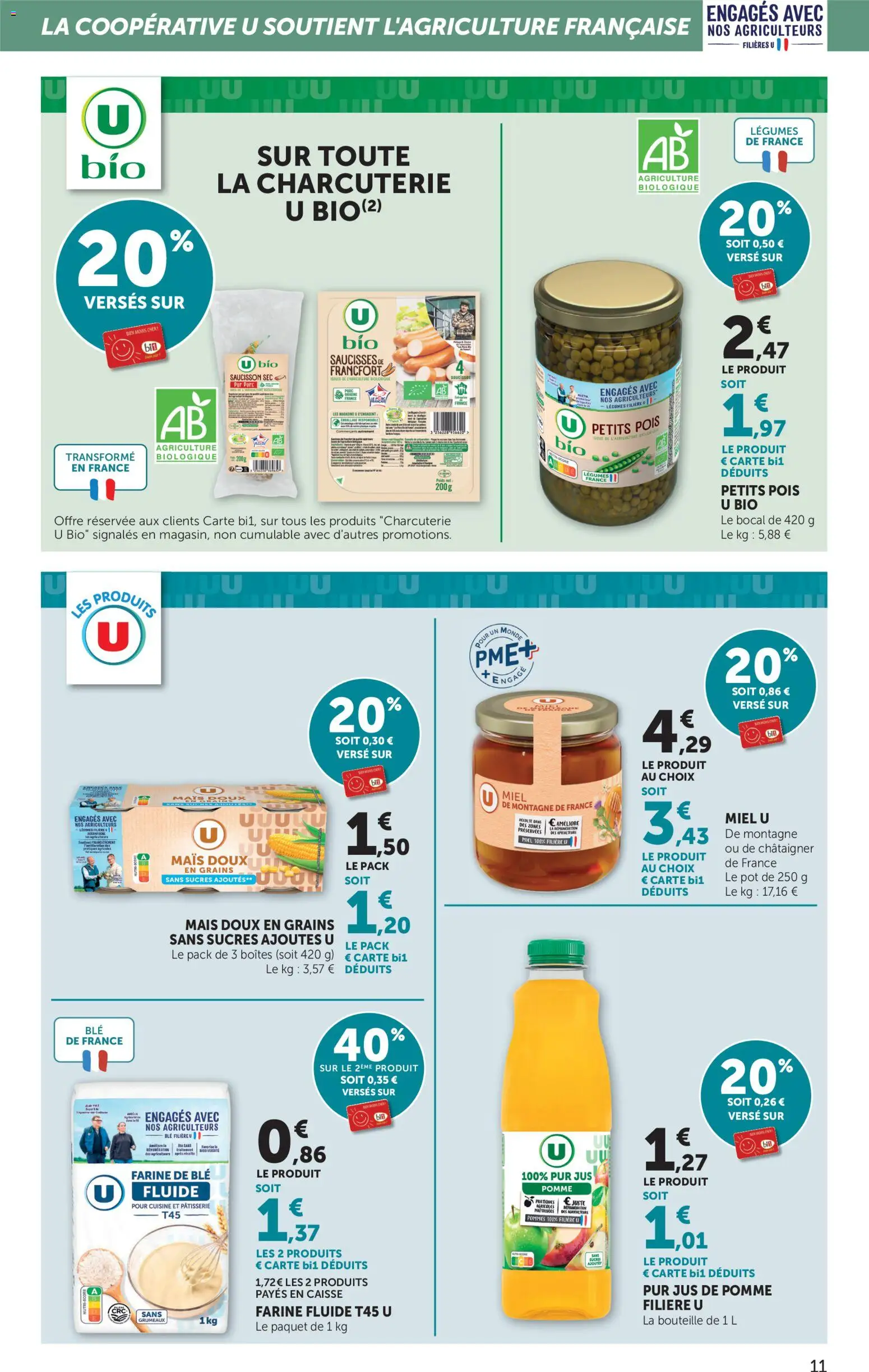 {H1} | Page: 11 | Produits: Saucisson, Saucisson sec, Mais, Jus de pomme