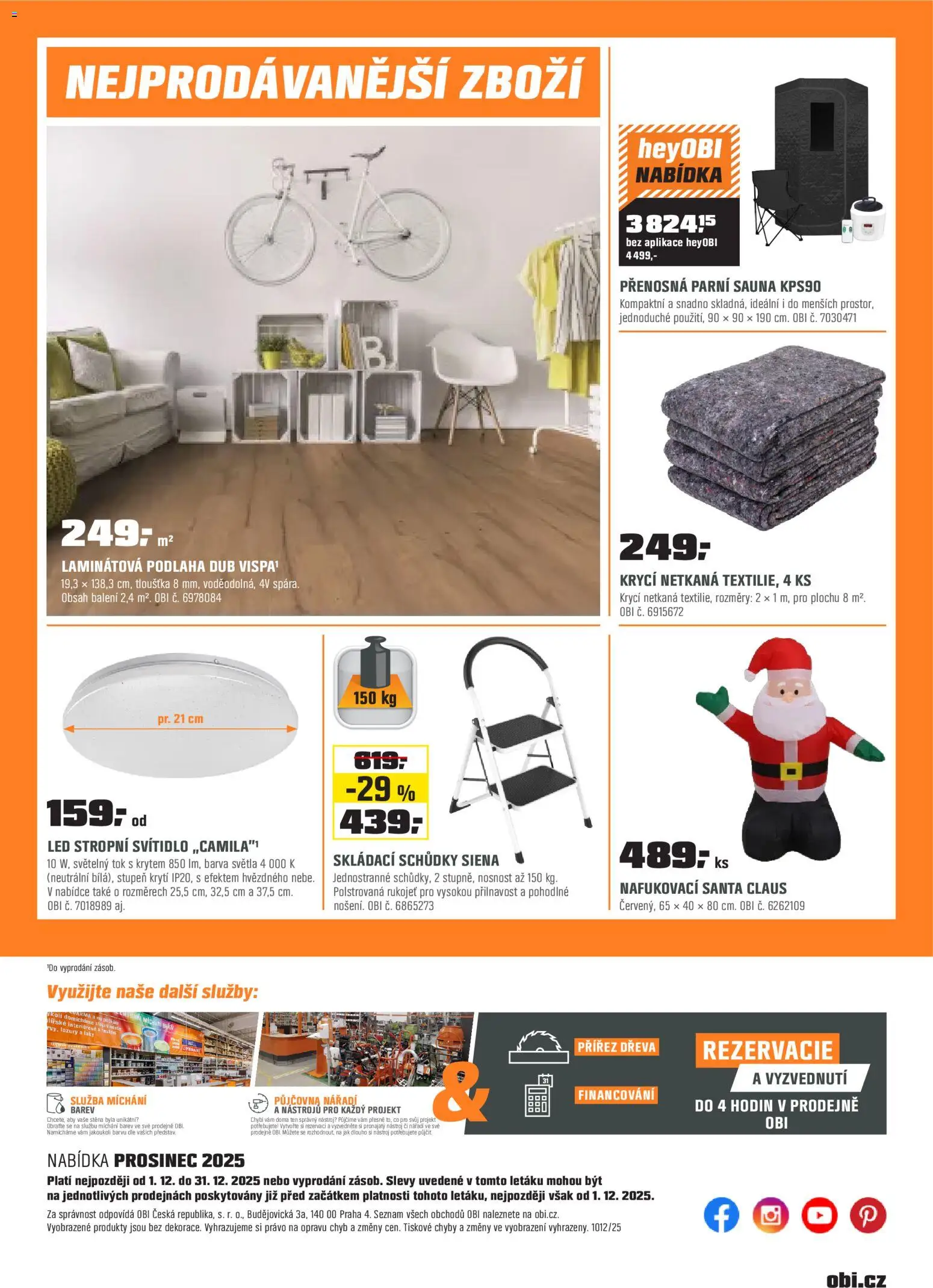 OBI leták - Králův Dvůr, Plzeň,Trmice  od 01.12.2025 | Strana: 23 | Produkty: Sauna, Nářadí, LED stropní svítidlo, LED