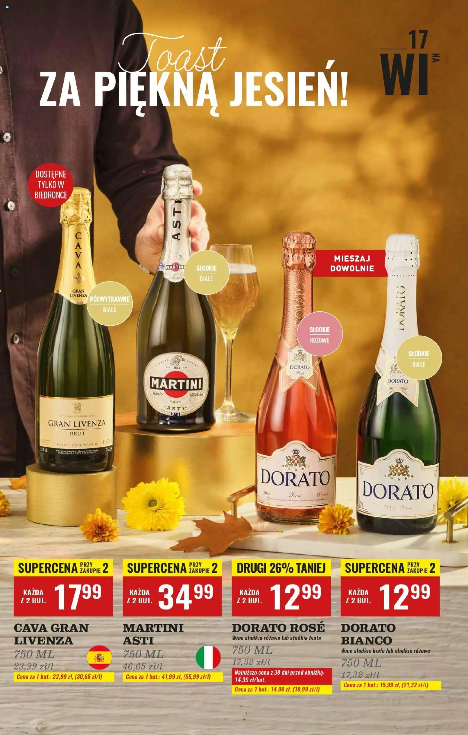 Biedronka gazetka - Czas na toast od 03.11.2025 | Strona: 17 | Produkty: Dorato Rose, Martini, Wino
