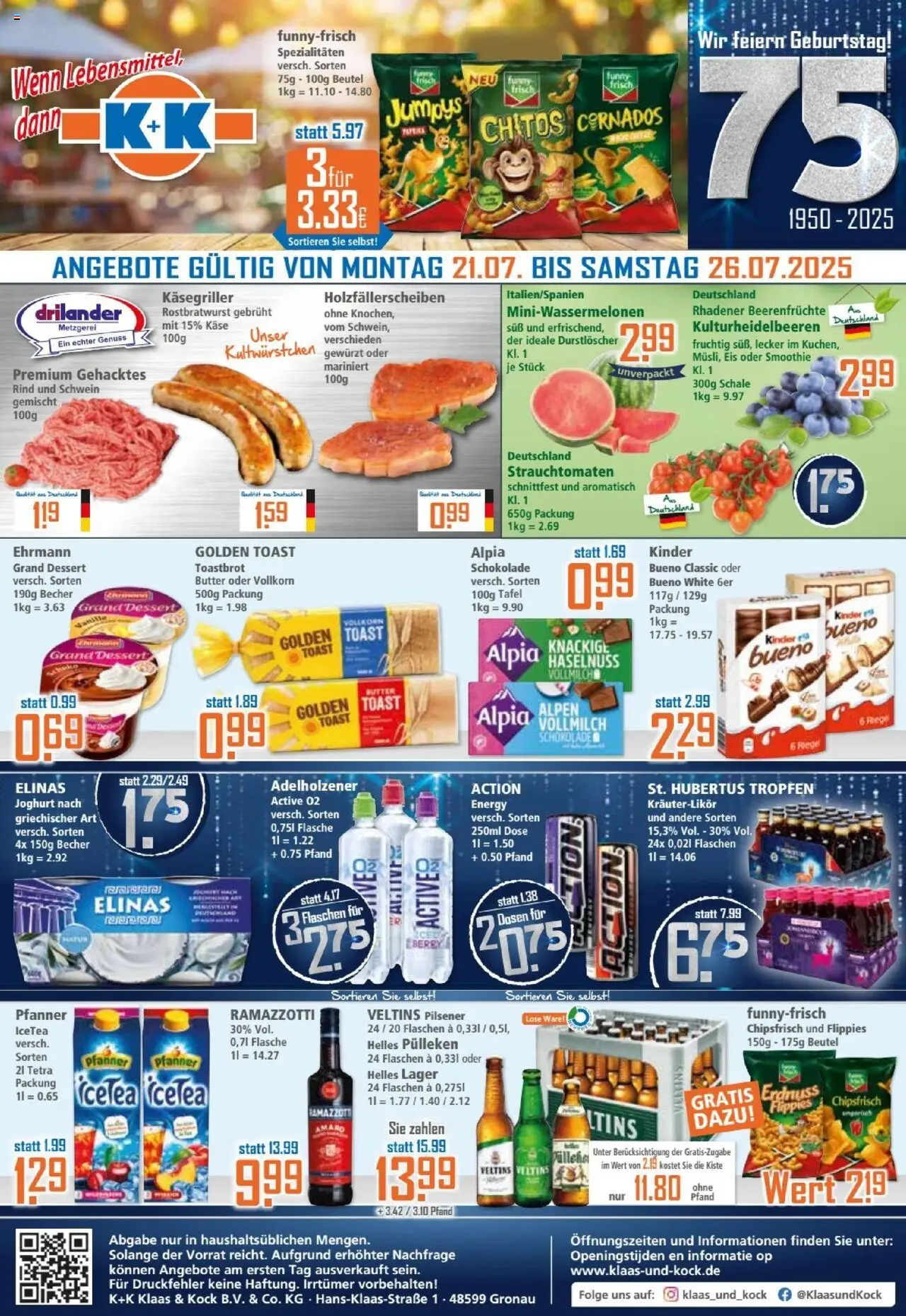 Klaas & Kock Prospekt - gültig ab dem 21.07.2025 | Seite: 1 | Produkte: Helles pulleken, Käse, Joghurt, Eis