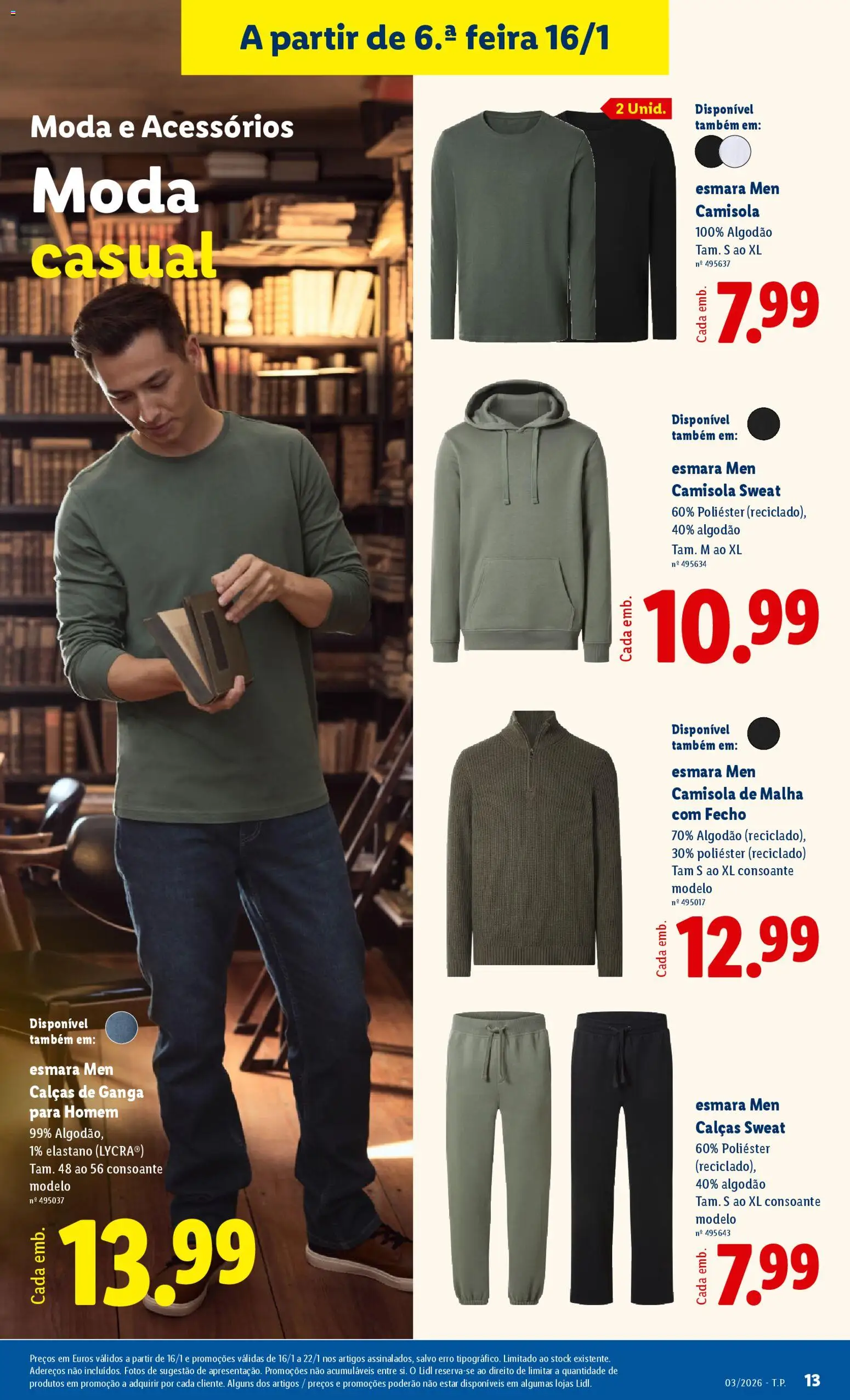 Lidl Novidades │ válido de 12.01.2026 | Página: 13 | Produtos: Sweatshirt, Algodão, Calças, Camisola