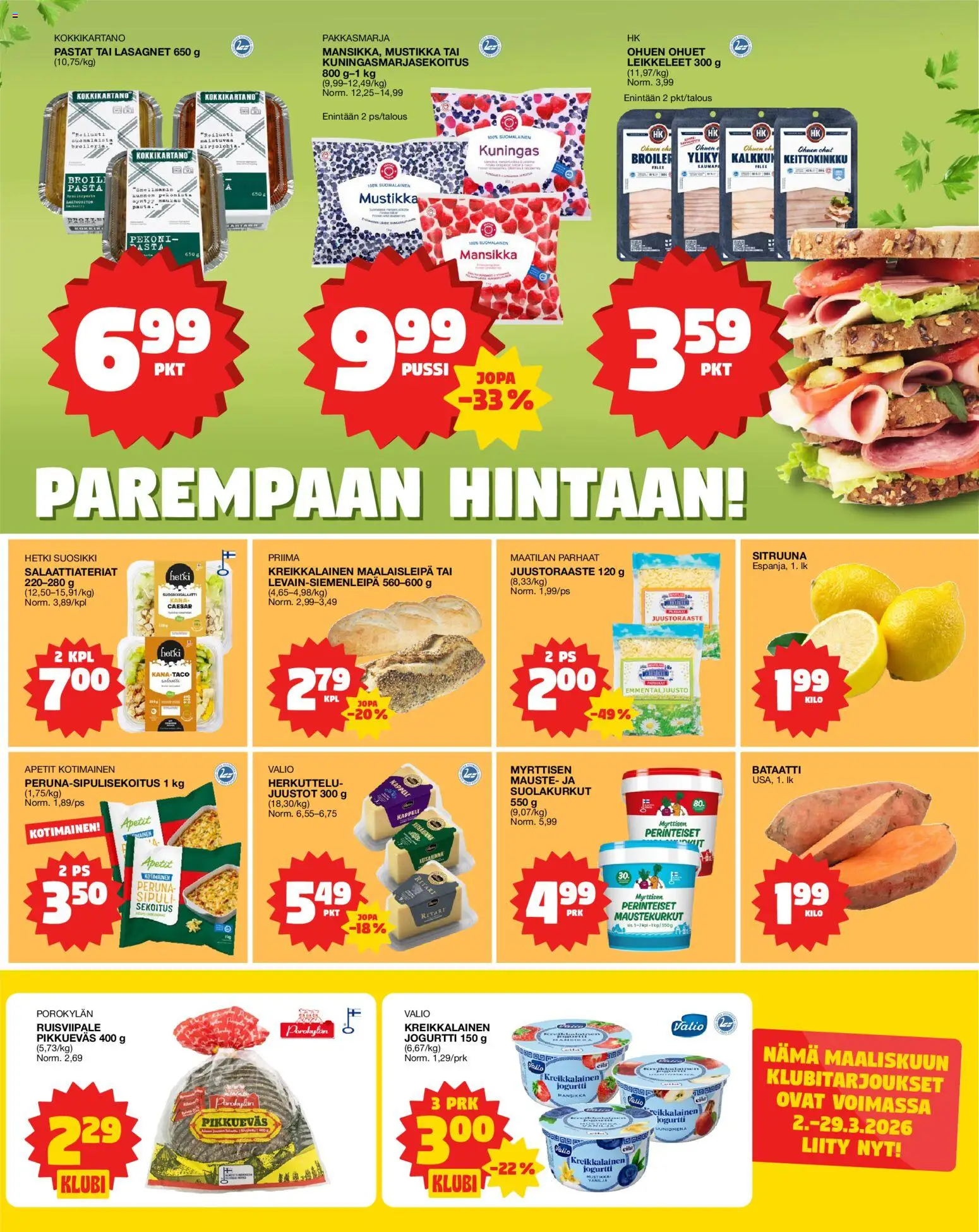 Tokmanni Ruokatarjoukset – voimassa 26.03.2026 alkaen | Sivu: 3 | Tuotteet: Kana, Mustikka, Jogurtti, Kreikkalainen jogurtti