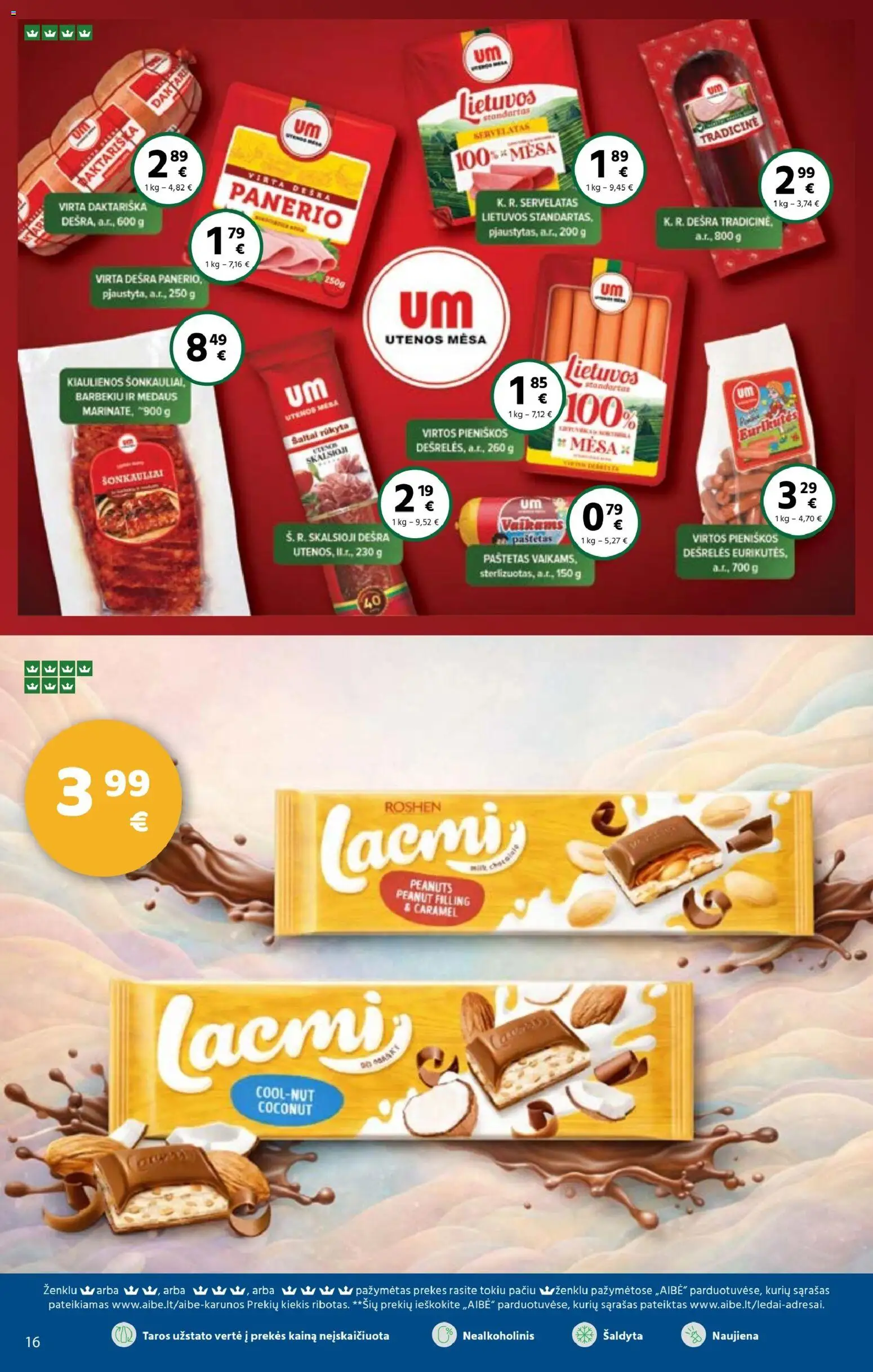 AIBE akcijos nuo 22.01.2026 | Puslapis: 16 | Prekių: Kiaulienos, Dešrelės, Dešra