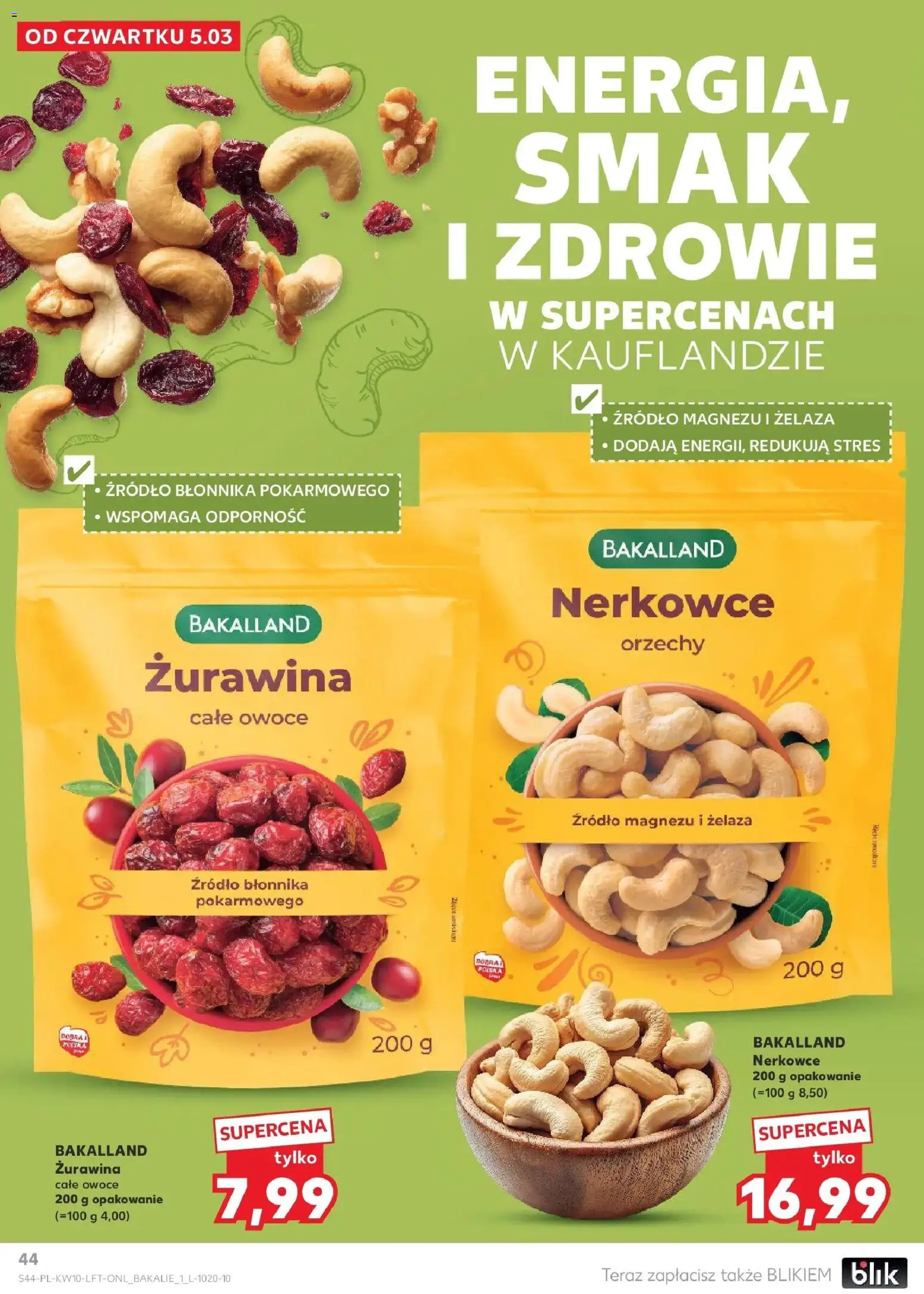 Kaufland gazetka od 05.03.2026 | Strona: 44 | Produkty: Żurawina, Orzechy, Owoce