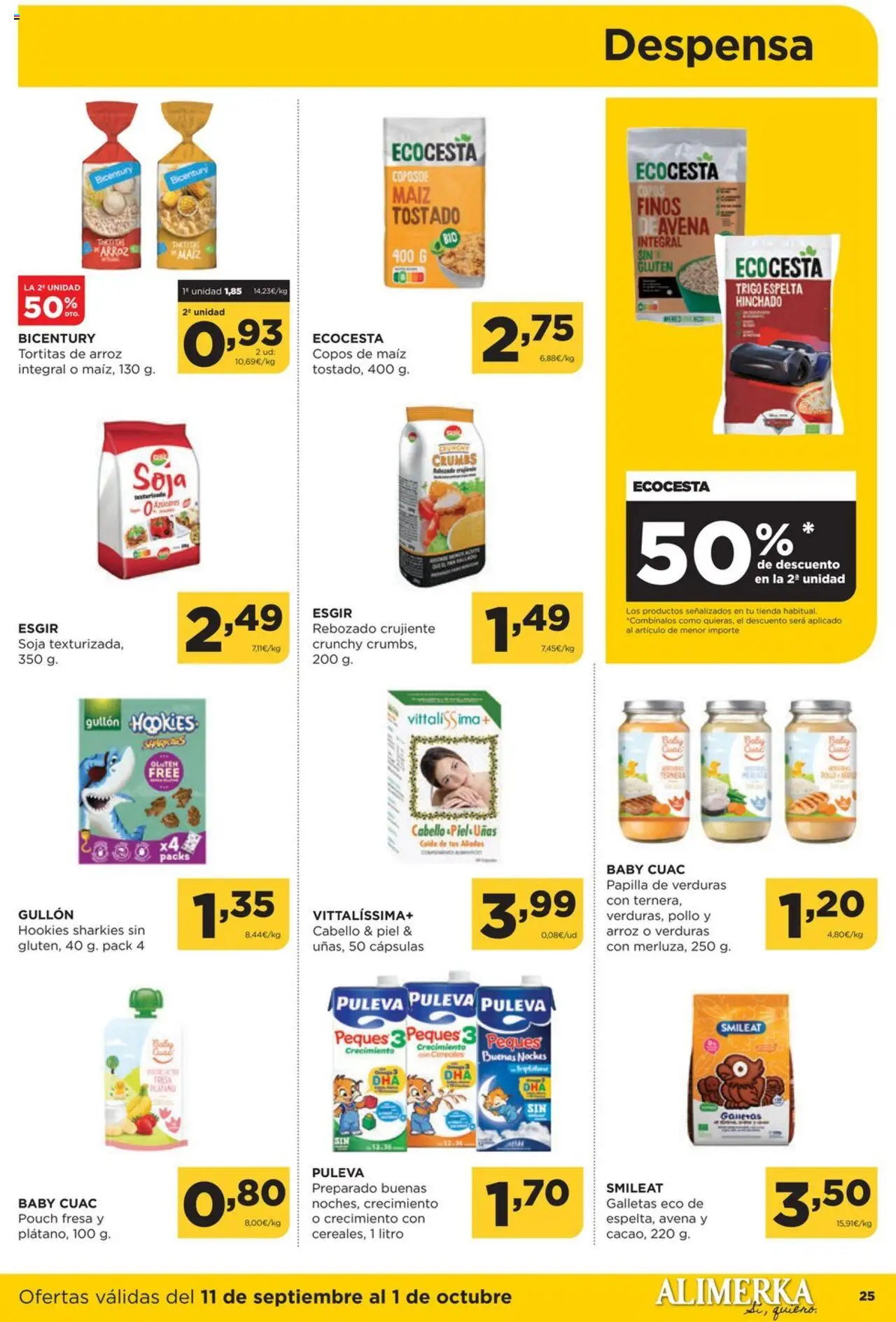 Alimerka folleto Castilla y León │ válido desde el 11.09.2025 | Página: 25 | Productos: Arroz, Galletas, Copos