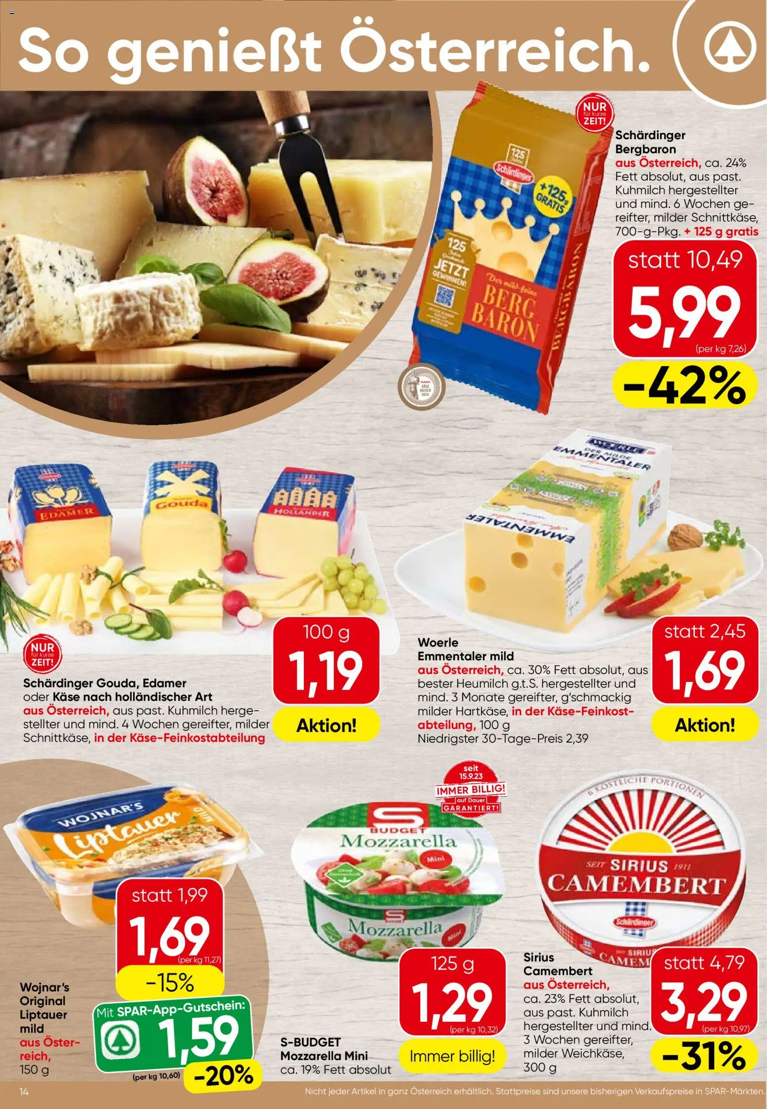 Spar Flugblatt - Burgenland gültig ab 23.10.2025 | Seite: 14 | Produkte: Käse
