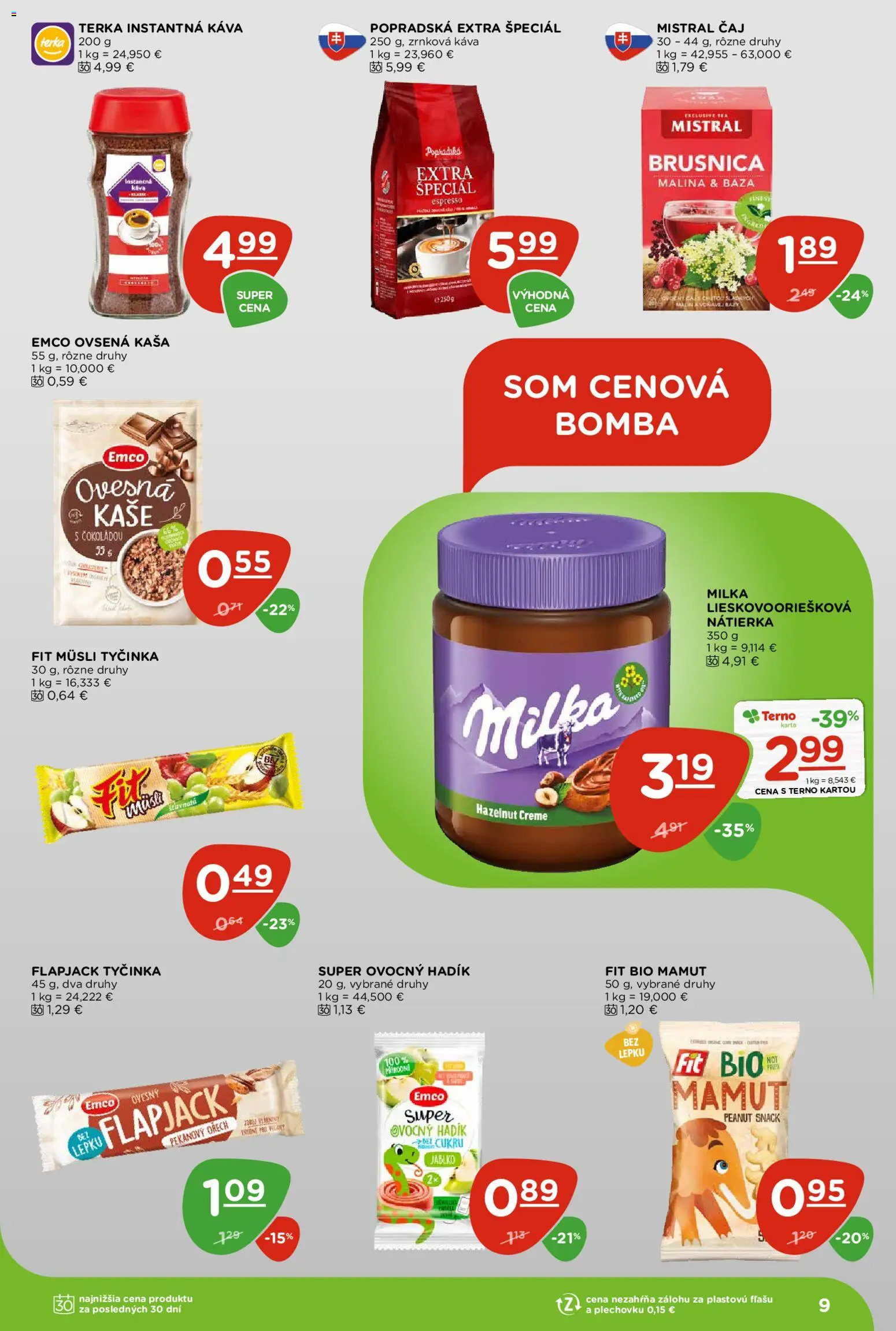 Nové Terno akcie – leták je platný od 26.03.2026 | Strana: 9 | Produkty: Káva, Čaj, Milka, Zrnková káva