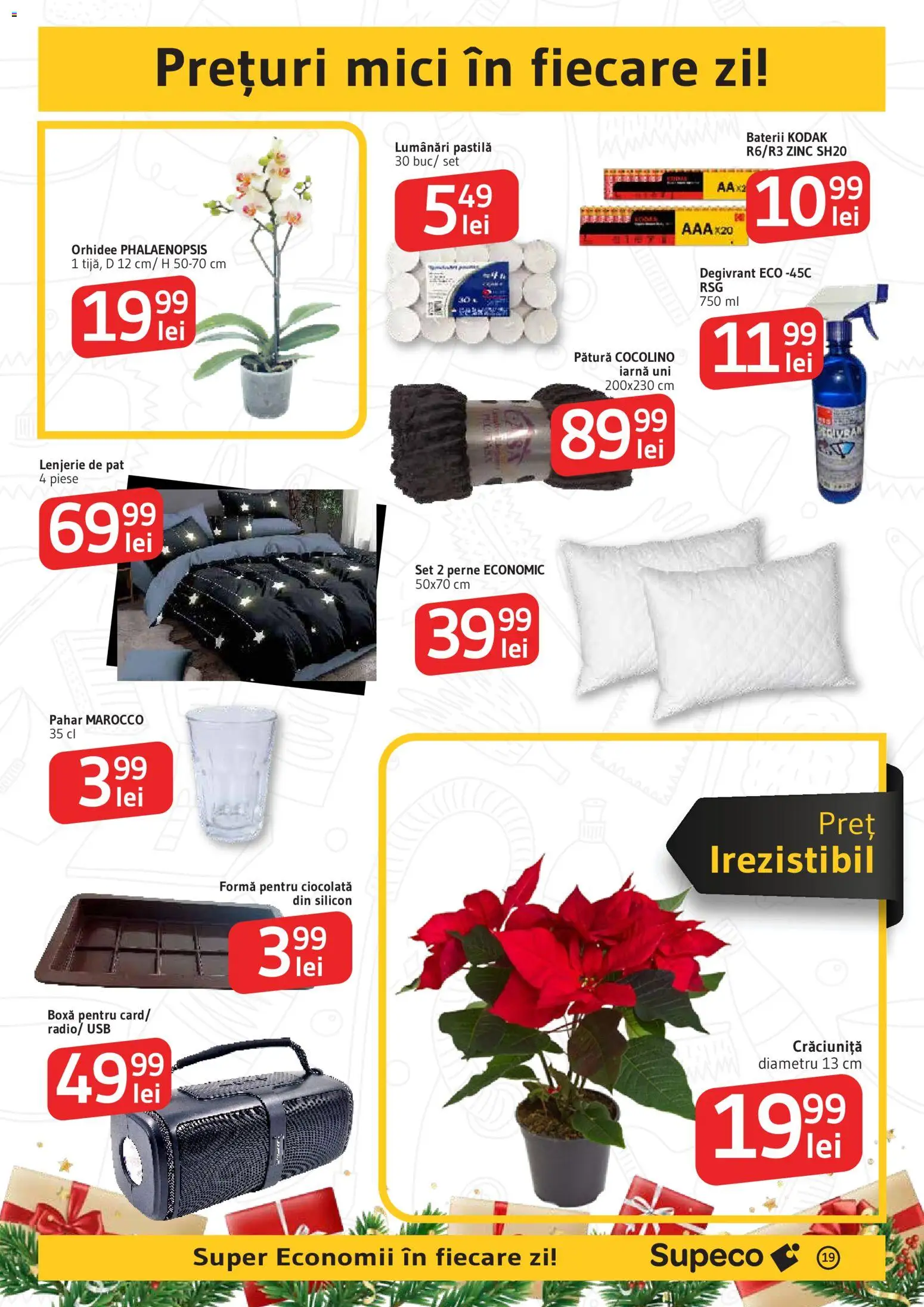 Noul catalog Supeco – valabil de la 11.12.2025 | Pagină: 19 | Produse: Orhidee, Pat, Pătură, Baterii