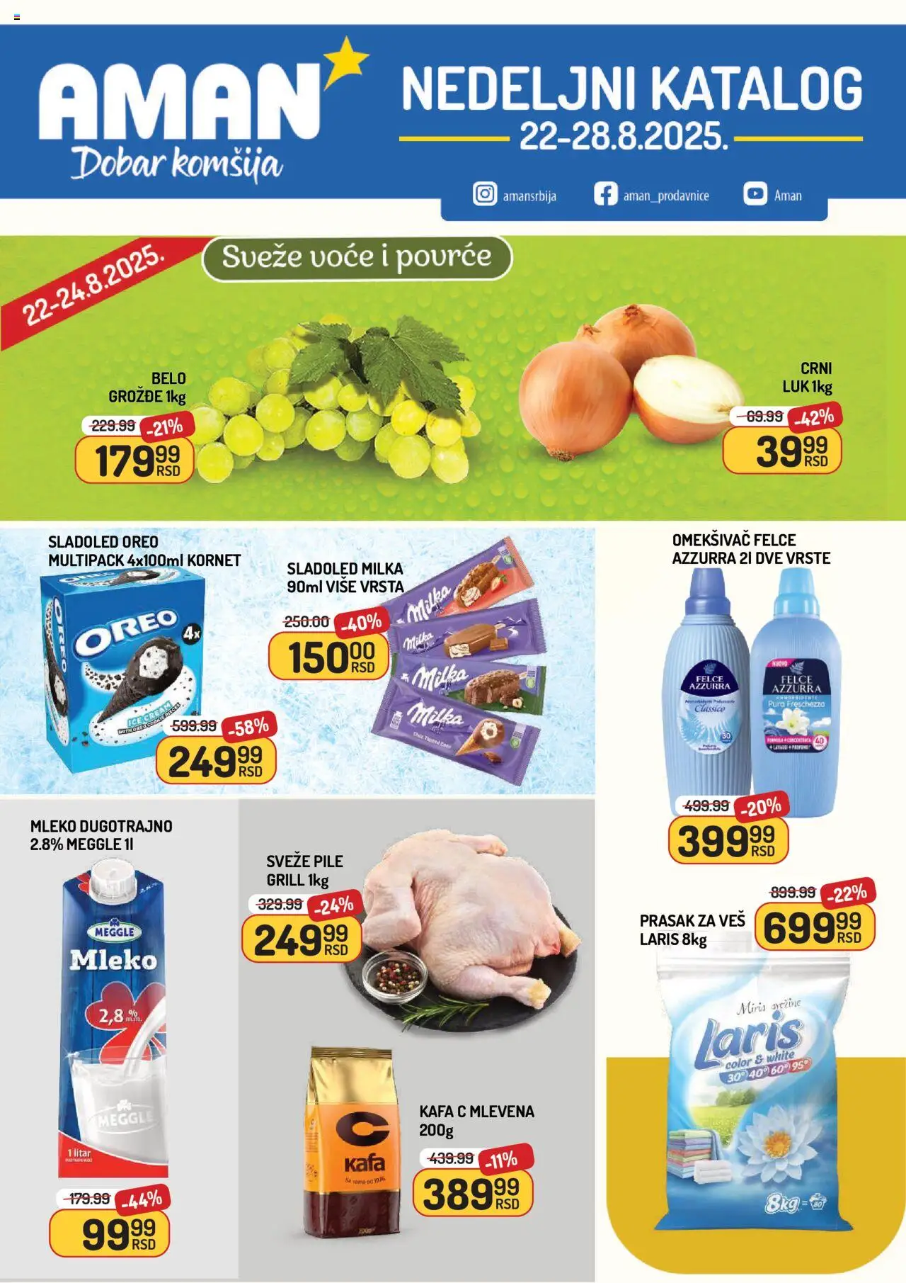 Aman katalog - važi od 22.08.2025 | Strana: 1 | Proizvode: Milka, Miris, Pile, Kafa