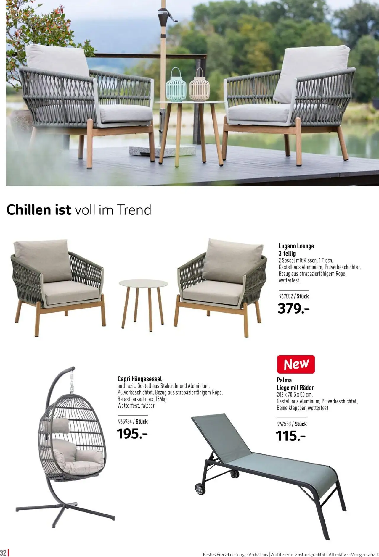 Prodega Aktionen Outdoor-Ausstattung ab 01.03.2025 | Seite: 32 | Produkte: Sessel, Liege