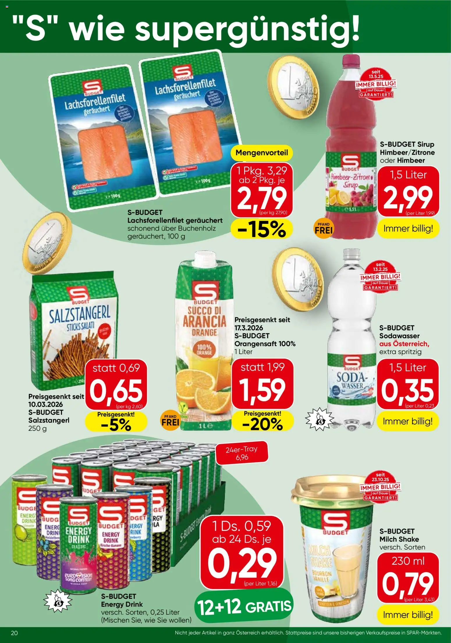 Spar Flugblatt - Tirol gültig ab 23.04.2026 | Seite: 20 | Produkte: Wasser, Milch, Bourbon