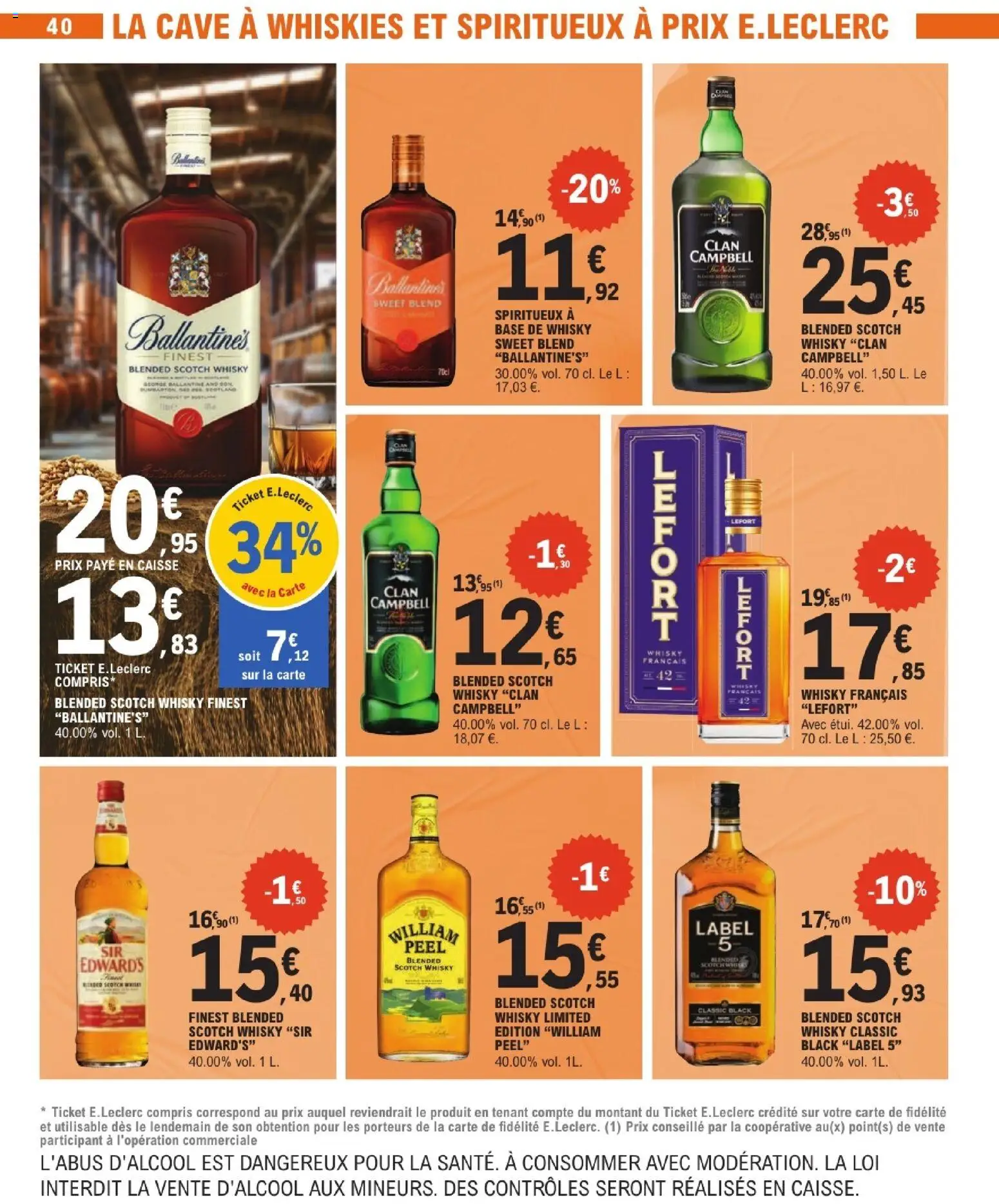{H1} | Page: 40 | Produits: Whisky, Base, Scotch whisky Sir Edward's, Whisky clan Campbell