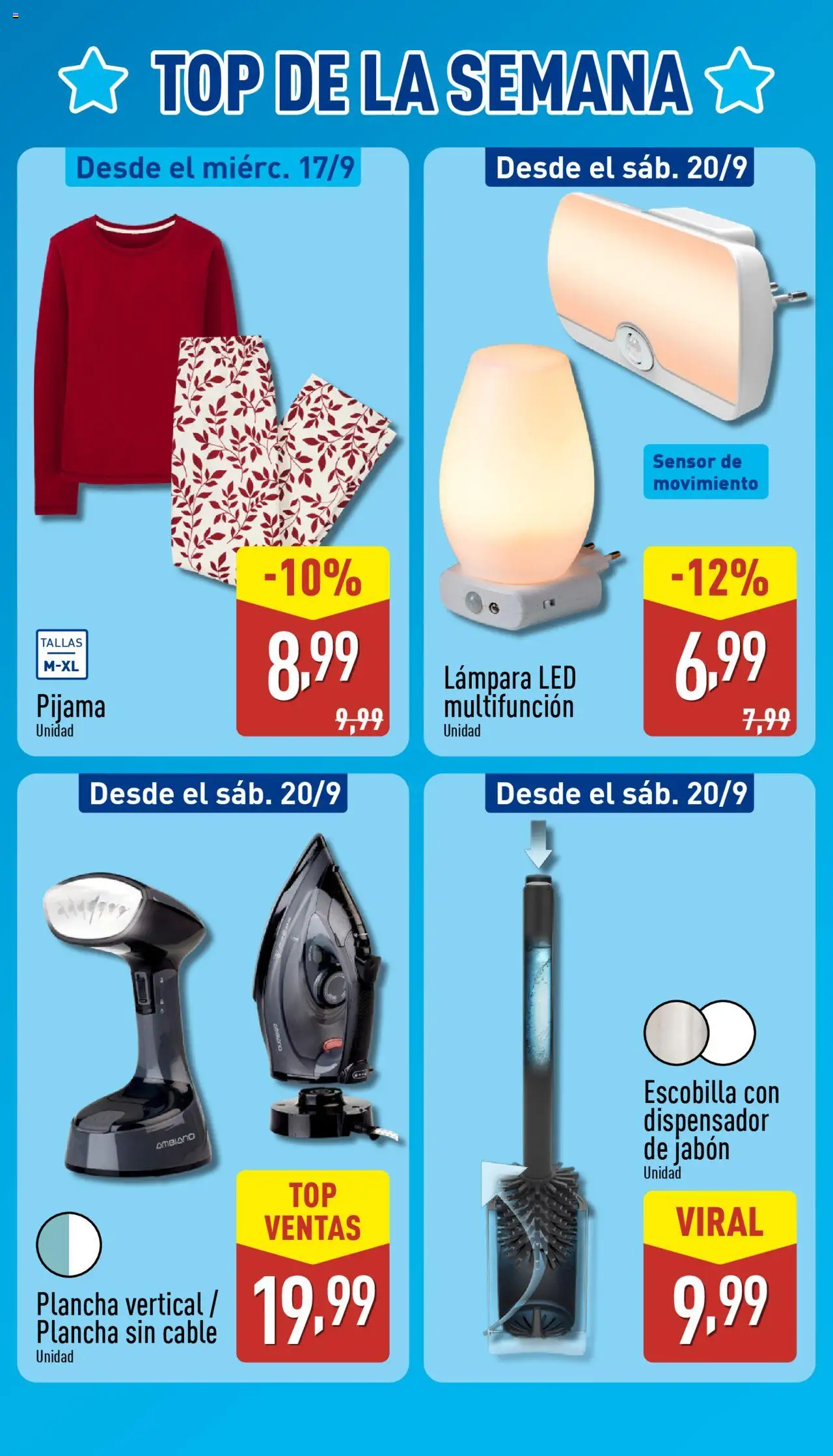 Aldi folleto Península │ válido desde el 15.09.2025 | Página: 3 | Productos: Jabón, Dispensador de jabón, Pijama, Plancha