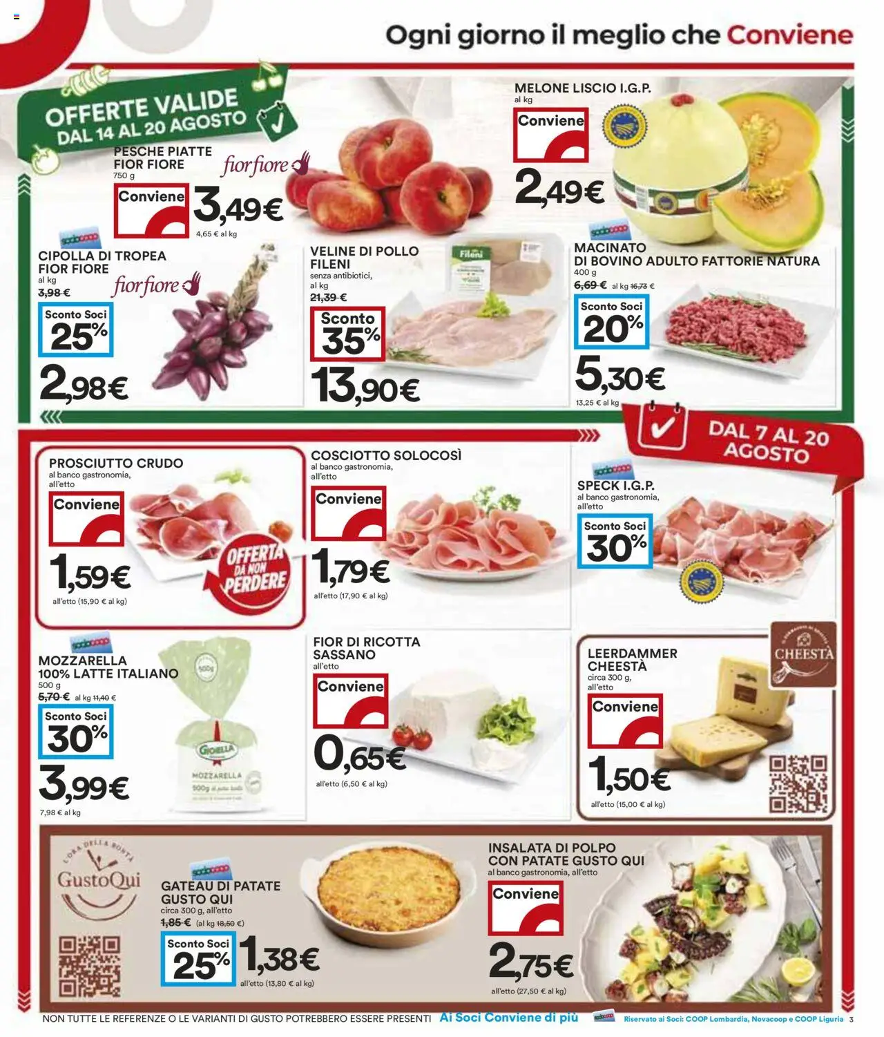 Volantino COOP del 07.08.2025 | Pagina: 3 | Prodotti: Speck, Veline, Ricotta, Macinato