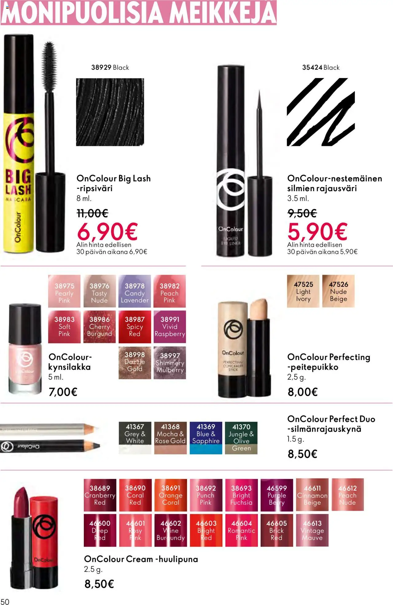 Oriflame - Esite 14 – voimassa 08.10.2025 alkaen | Sivu: 50 | Tuotteet: Ripsiväri, Huulipuna, Kynsilakka