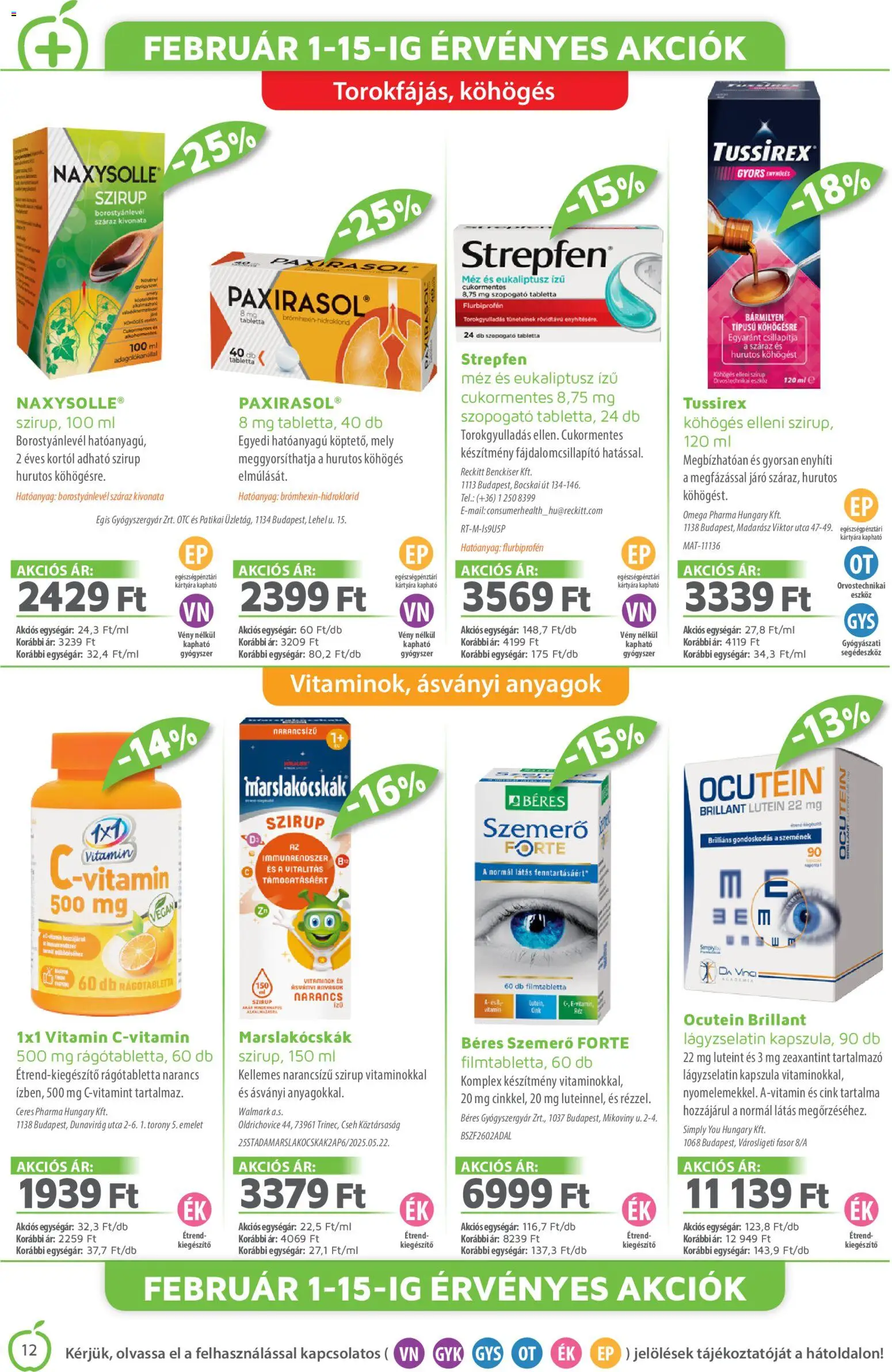 Alma Gyógyszertárak akciós ujság - amely érvényes a következő dátumtól: 01.02.2026 | Oldal: 12 | Termékek: Méz, Narancs, Vegán