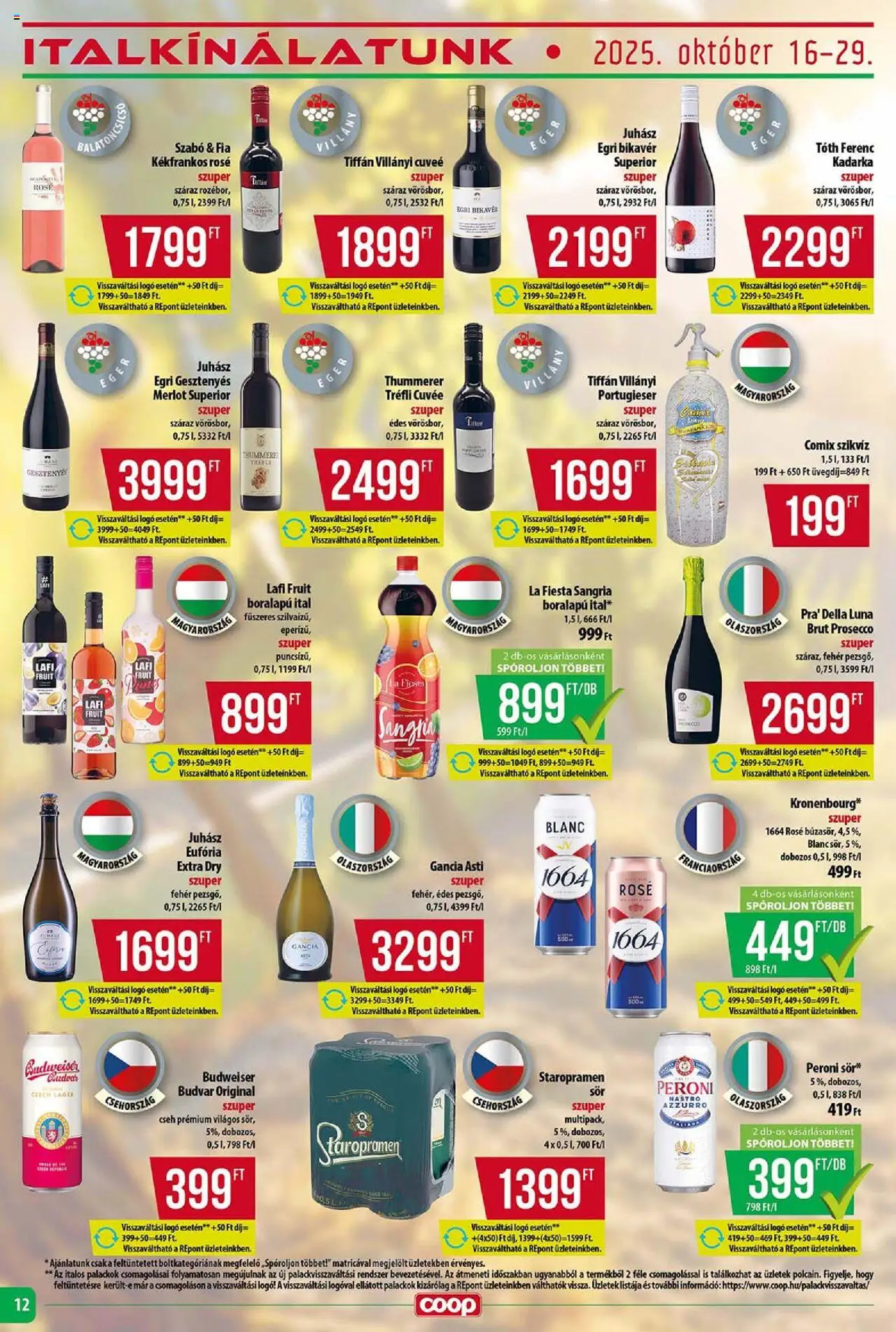 COOP akciós ujság - amely érvényes a következő dátumtól: 16.10.2025 | Oldal: 12 | Termékek: Egér, Sangria, Budweiser
