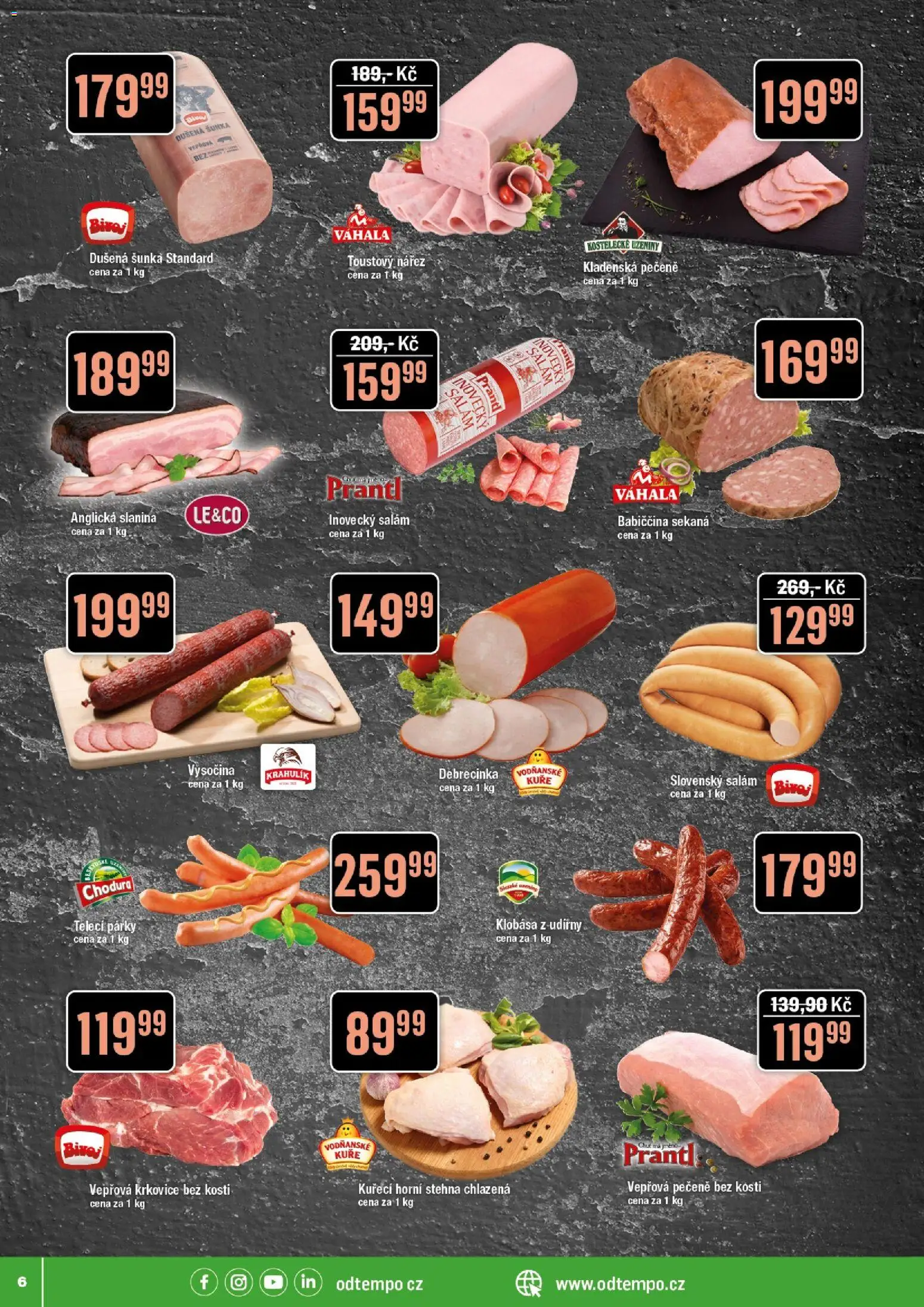 Tempo leták - Tuty od 28.01.2026 | Strana: 6 | Produkty: Šunka, Sekaná, Vysočina, Kuře