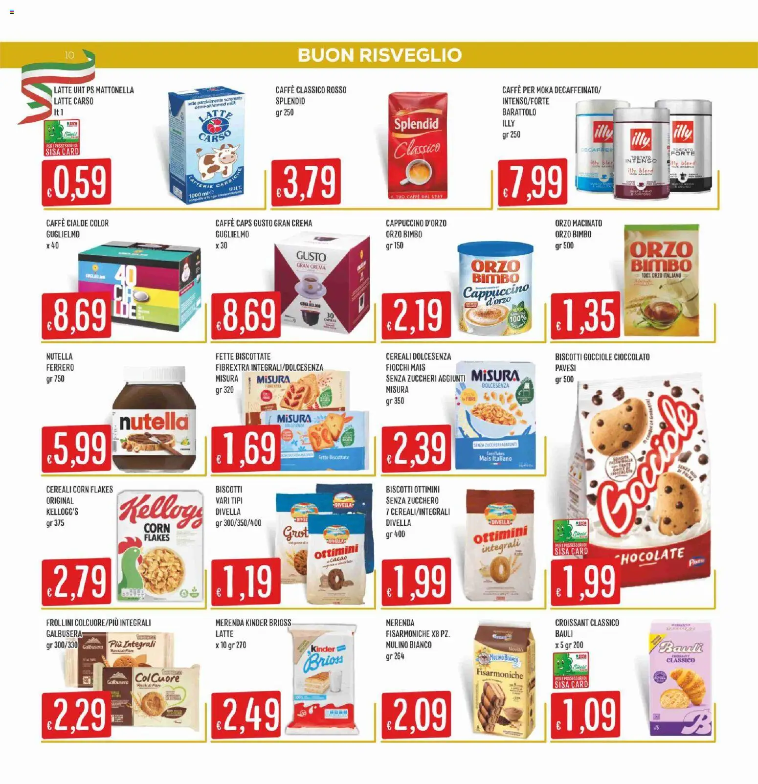 Volantino SISA del 16.04.2026 | Pagina: 10 | Prodotti: Crema, Zucchero, Fette biscottate, Macinato