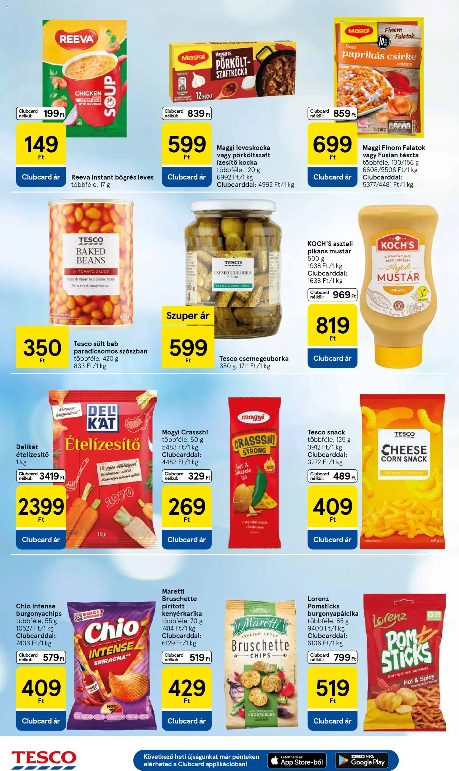 Tesco akciós ujság - amely érvényes a következő dátumtól: 30.10.2025 | Oldal: 22 | Termékek: Chips, Maggi, Tészta, Mustár