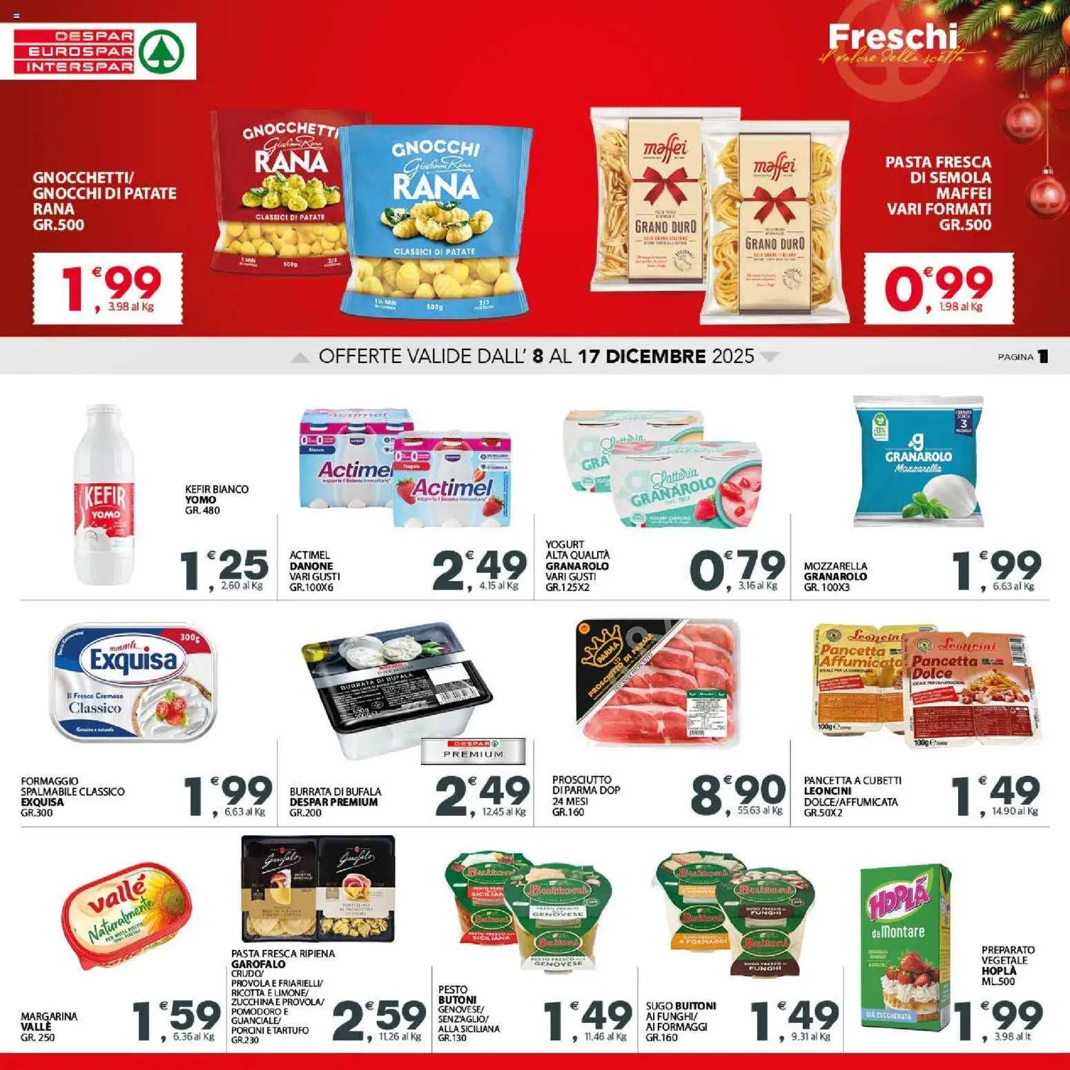 Volantino Eurospar del 08.12.2025 | Pagina: 11 | Prodotti: Yogurt, Ricotta, Gnocchi, Sugo