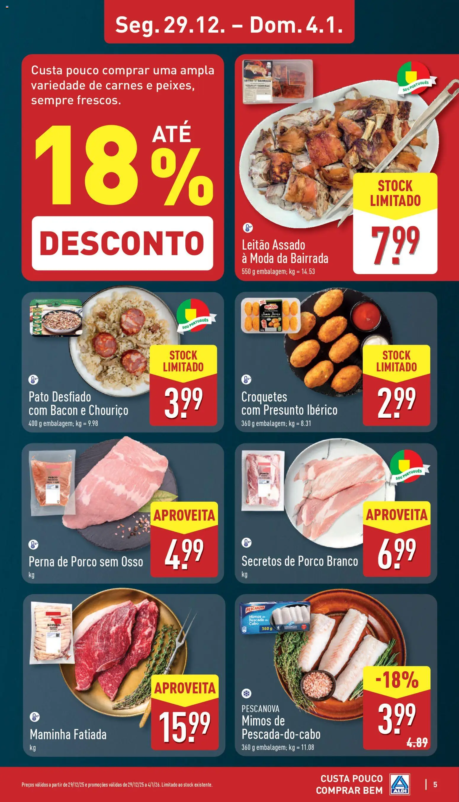 Aldi folheto │ válido de 29.12.2025 | Página: 5 | Produtos: Cabo, Pescada, Presunto, Chouriço