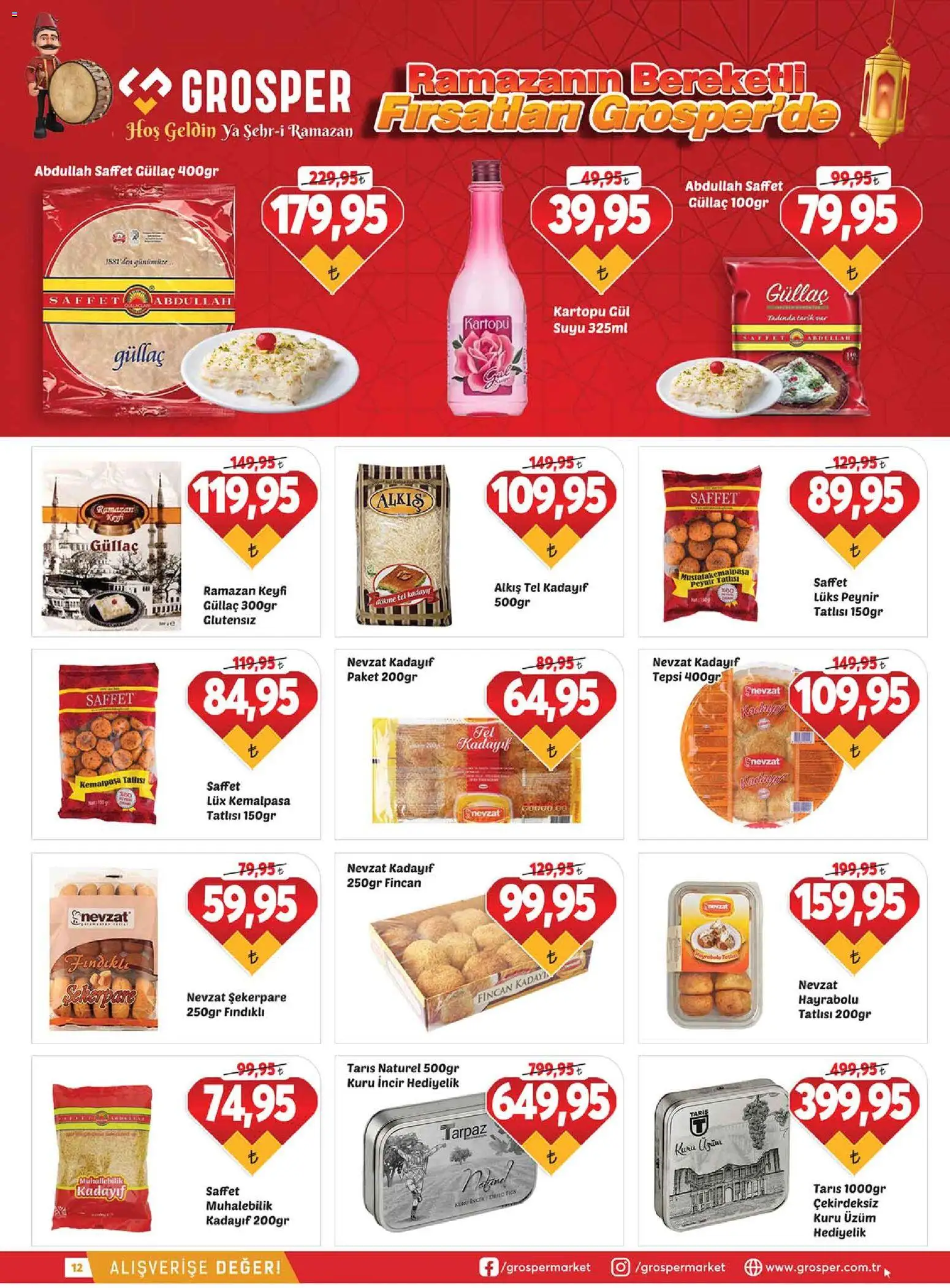 Grosper Katalog - 27.02.2026 tarihinden itibaren geçerlidir | Sayfa: 12 | Ürünler: Gül, Peynir, Kuru üzüm, Tepsi