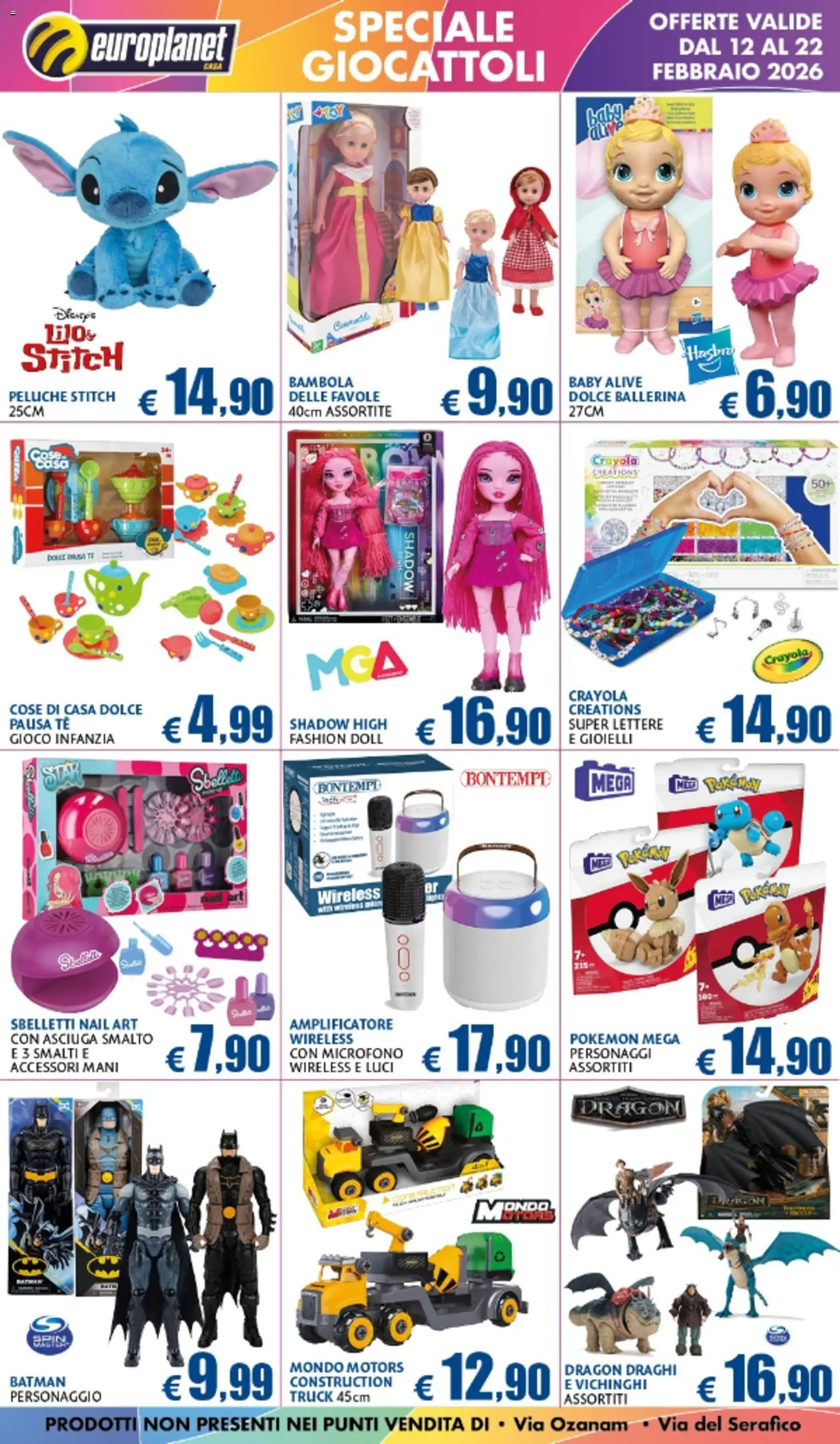 Volantino Europlanet Casa del 12.02.2026 | Pagina: 15 | Prodotti: Peluche, Tè, Gioco, Microfono