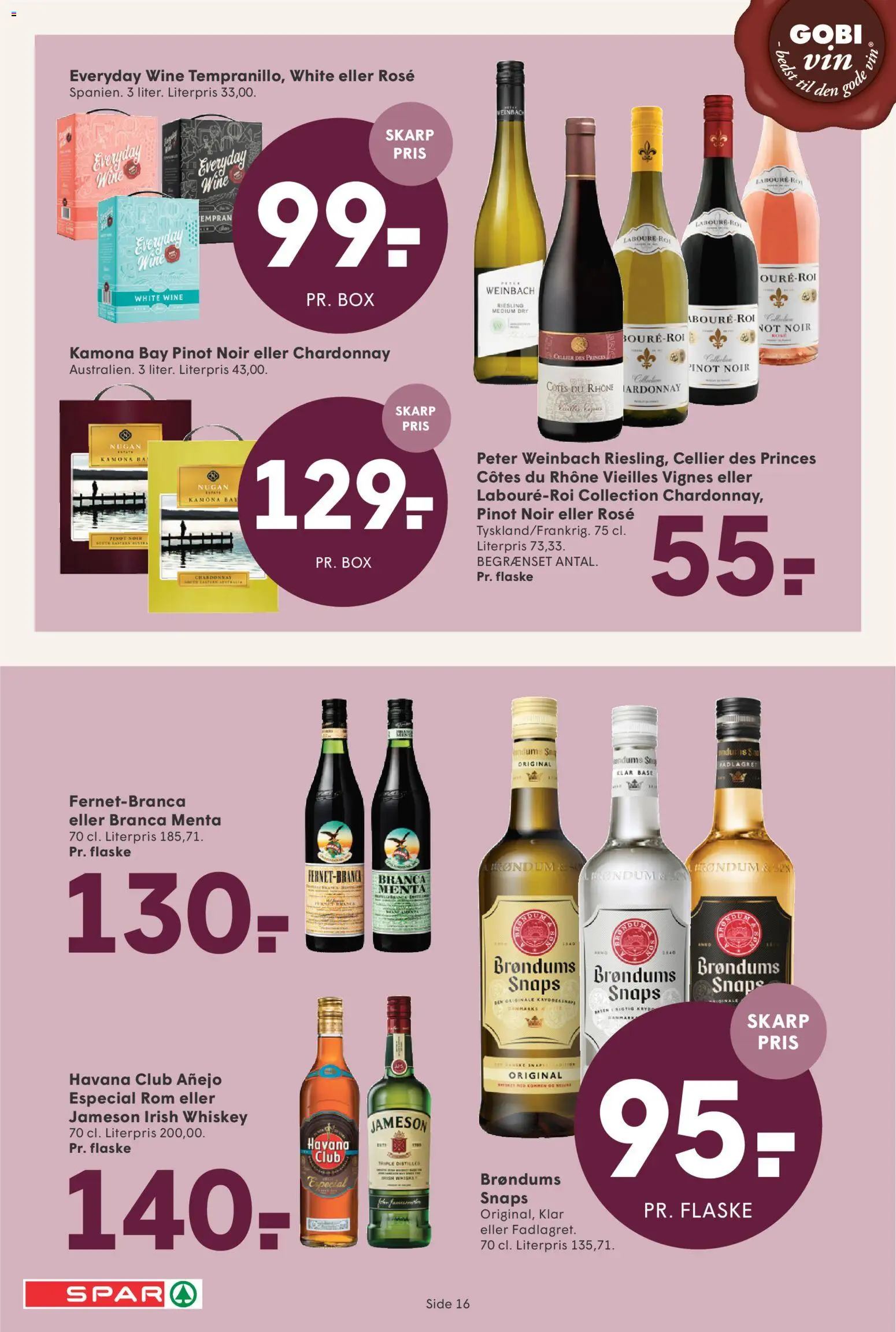 Spar tilbudsavis – gyldig fra 24.04.2026 | Side: 16 | Produkter: Vin, Rom