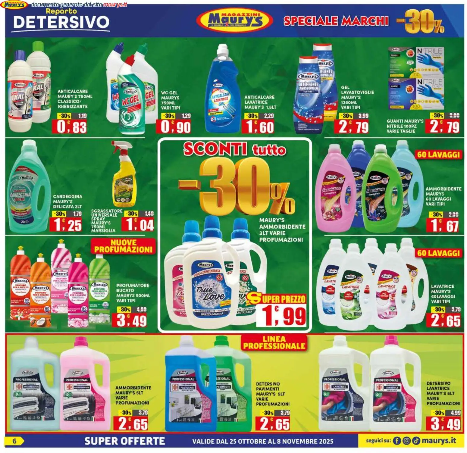 Volantino Maury's del 25.10.2025 | Pagina: 6 | Prodotti: Detergente, Candeggina, Anticalcare, WC