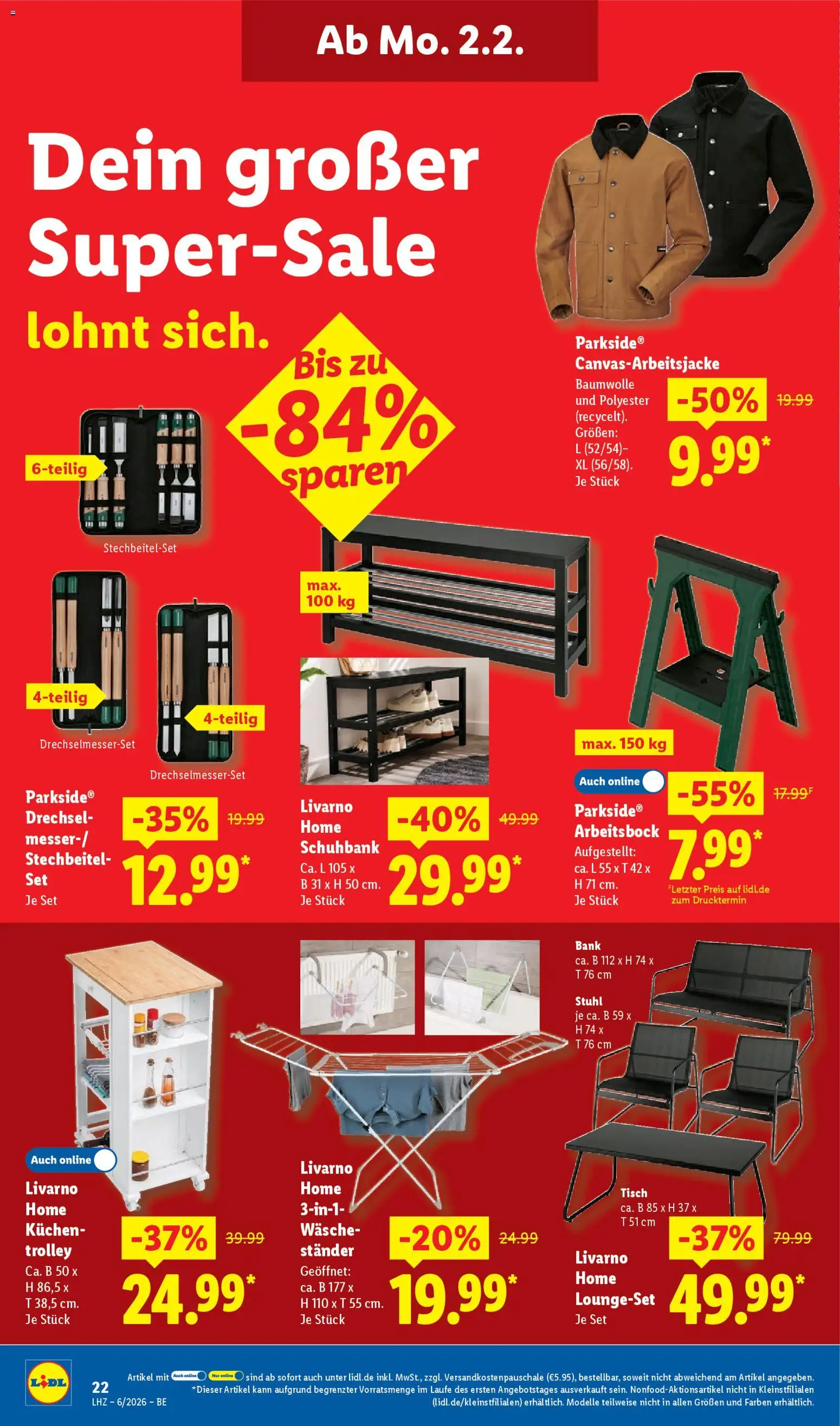 Lidl Prospekt Zossen – gültig ab 02.02.2026 | Seite: 32 | Produkte: Tisch, Stuhl, Schuhbank, Kuchen