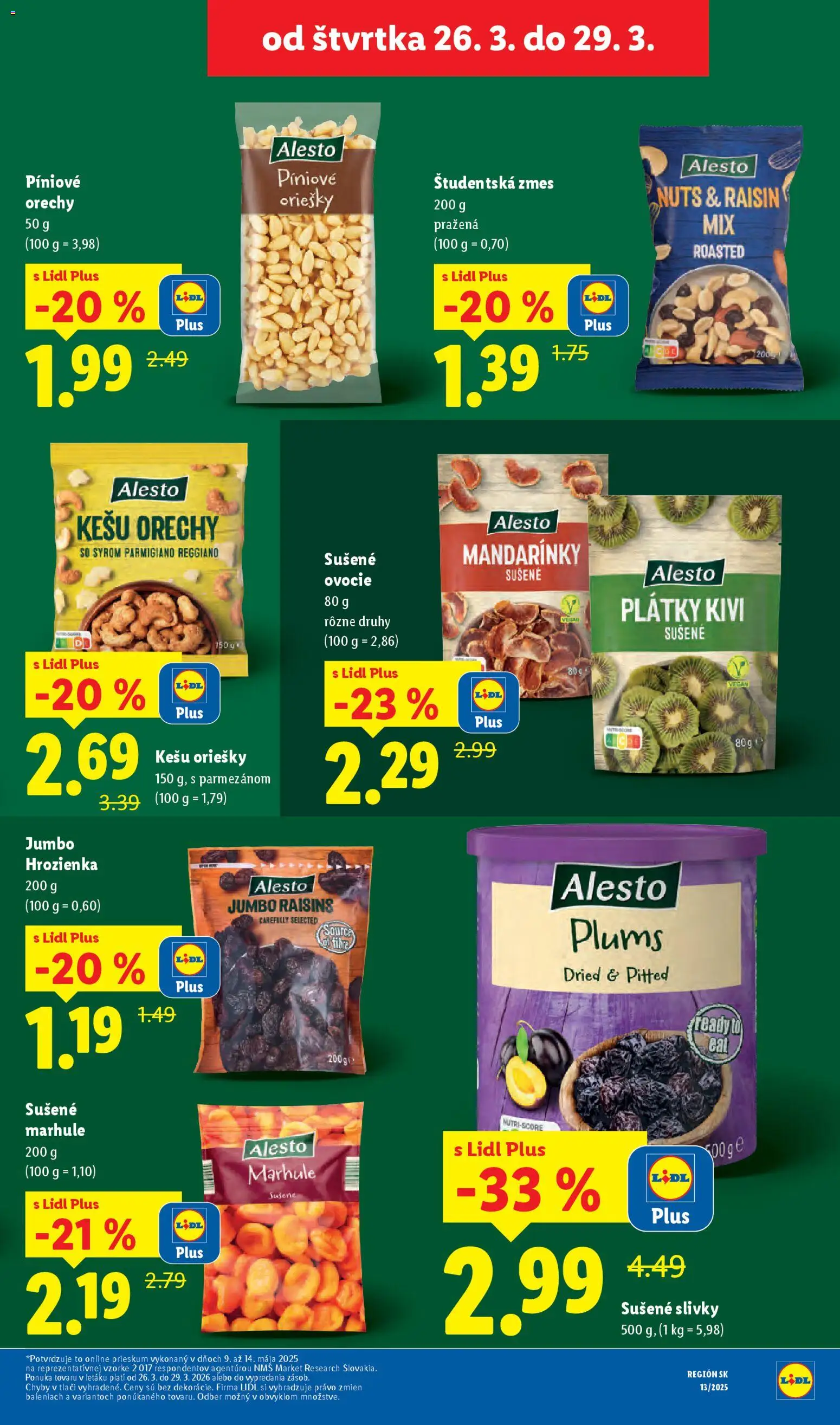 Nové Lidl akcie – leták je platný od 23.03.2026 | Strana: 67 | Produkty: Mandarinky, Hrozienka, Slivky, Ovocie