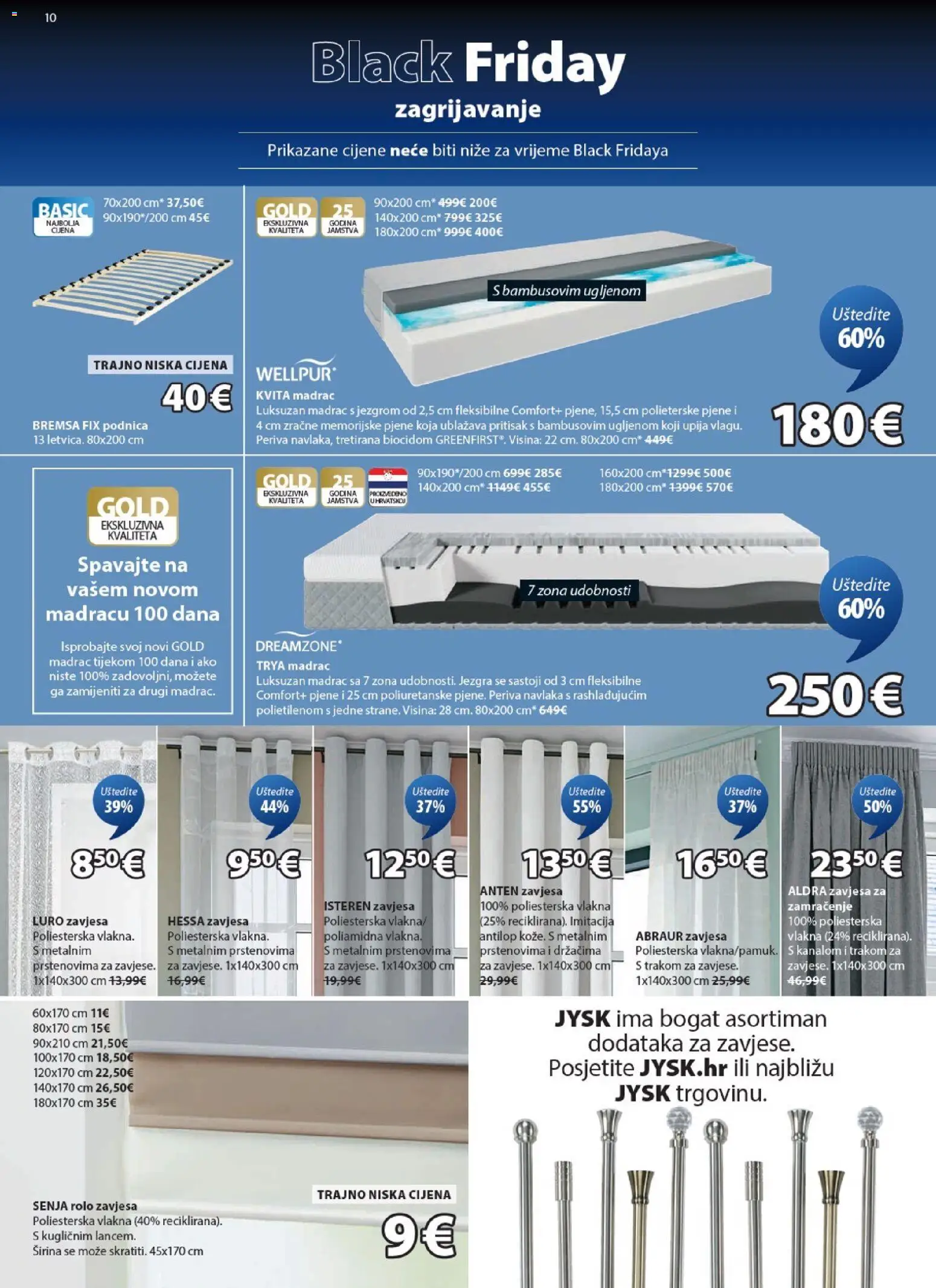 JYSK katalog | vrijedi od 19.11.2025 | Stranica: 10 | Proizvodi: Rolo zavjesa, Madrac, Zavjesa