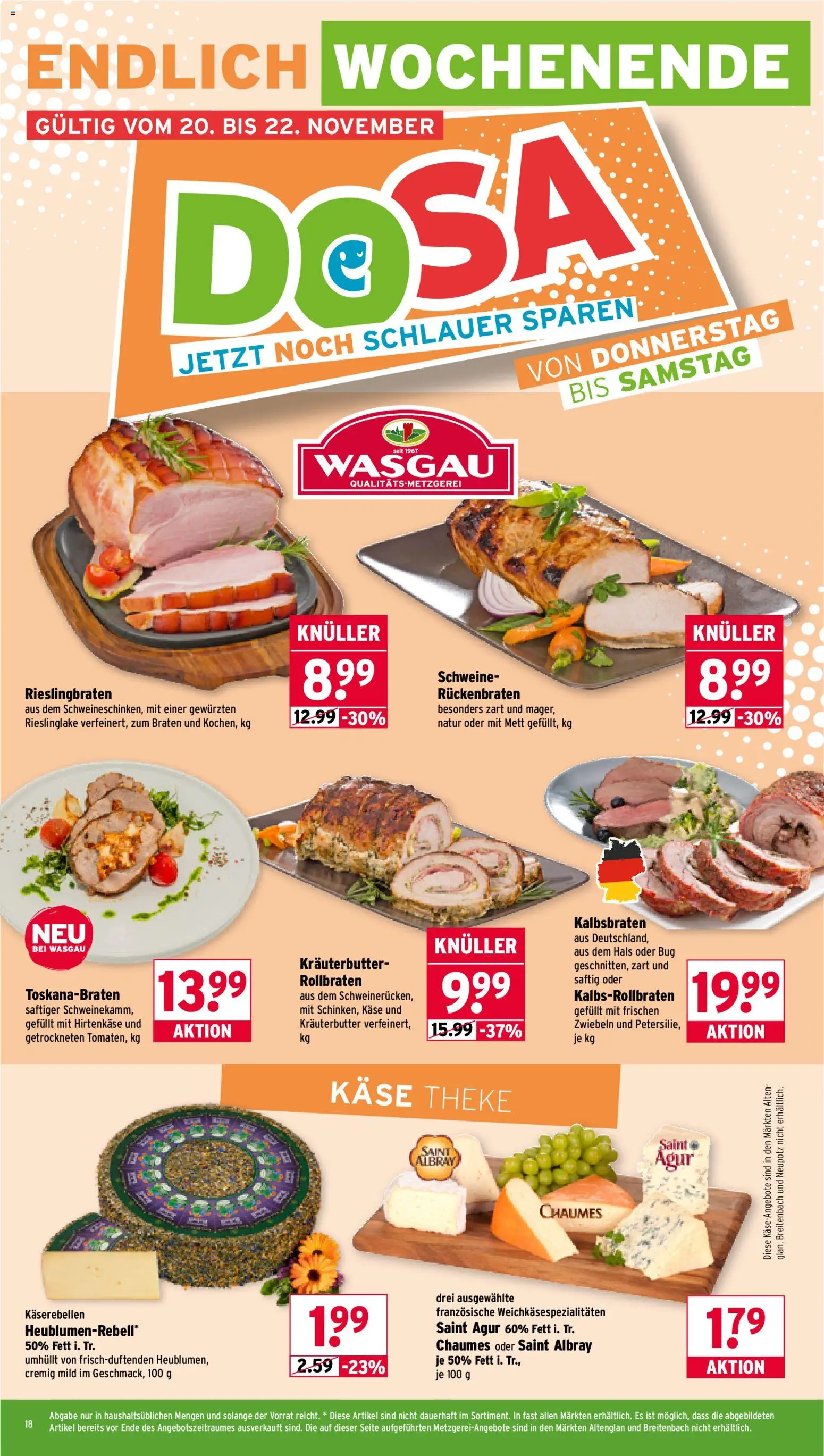 Wasgau Prospekt 	 – gültig ab 17.11.2025 | Seite: 18 | Produkte: Käse, Theke, Kräuterbutter, Zwiebeln