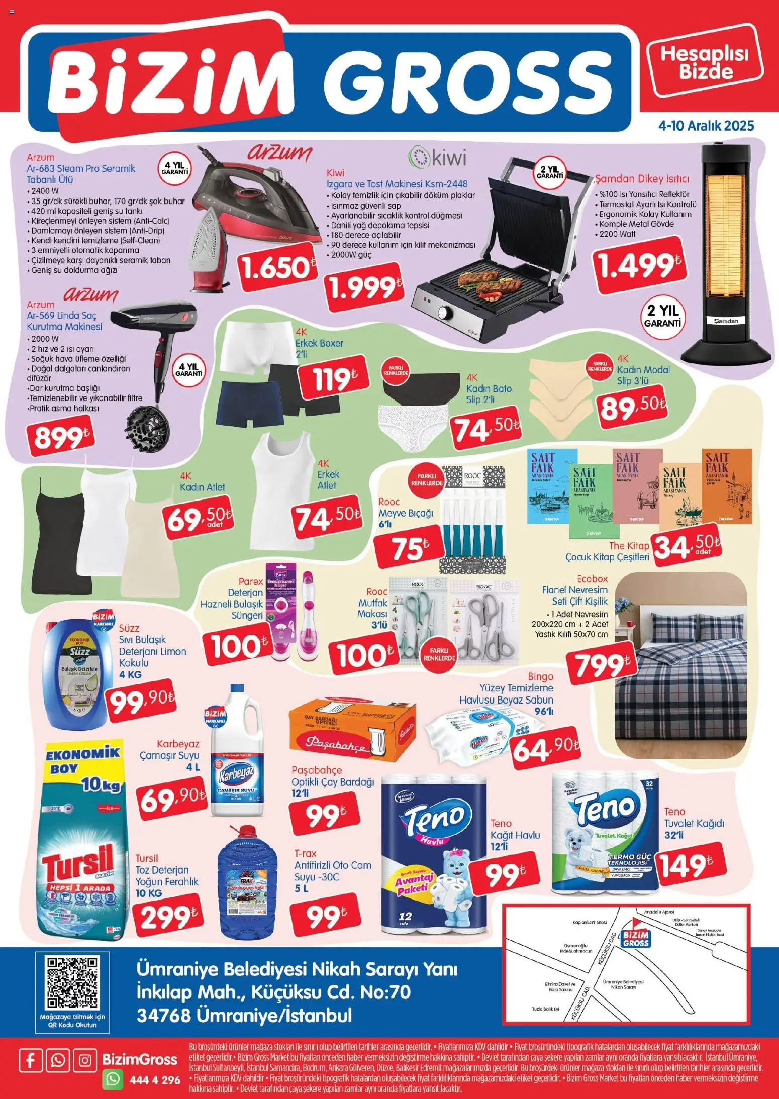 Bizim Toptan - Bizim Gross Fırsat Bülteni - 04.12.2025 tarihinden itibaren geçerlidir | Sayfa: 4 | Ürünler: Yastık, Çay bardağı, Izgara, Ütü